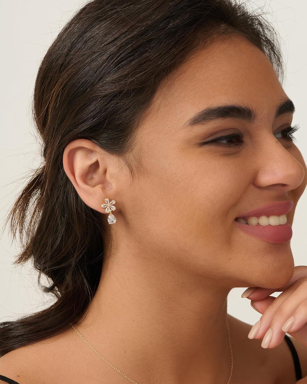 Cubic Zirconia Earrings - 14K Gold Plated Cubic Zirconia CZ Wedding Earrings for Women Bridal Bridesmaid
