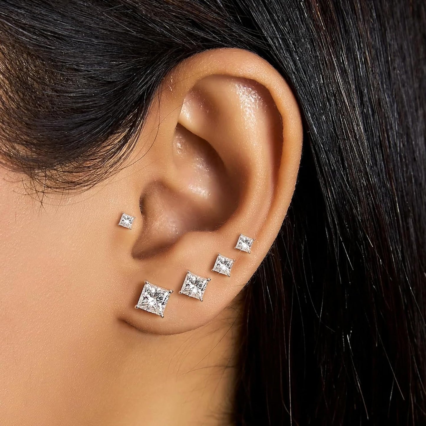 5 Pairs 14K Gold Plated Stud Earrings for Women, Hypoallergenic Earring Sets for Multiple Piercing, Premium Cubic Zirconia Studs