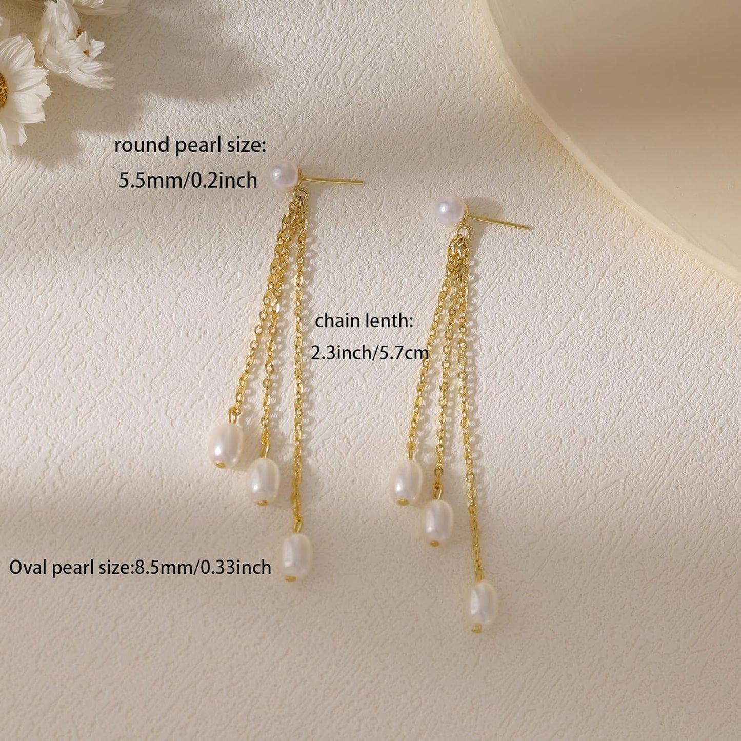 Gold Earrings for Women, 14K Gold Plated Tassel Dangle Earrings for Women Trendy Hypoallergenic Long Chain Earring