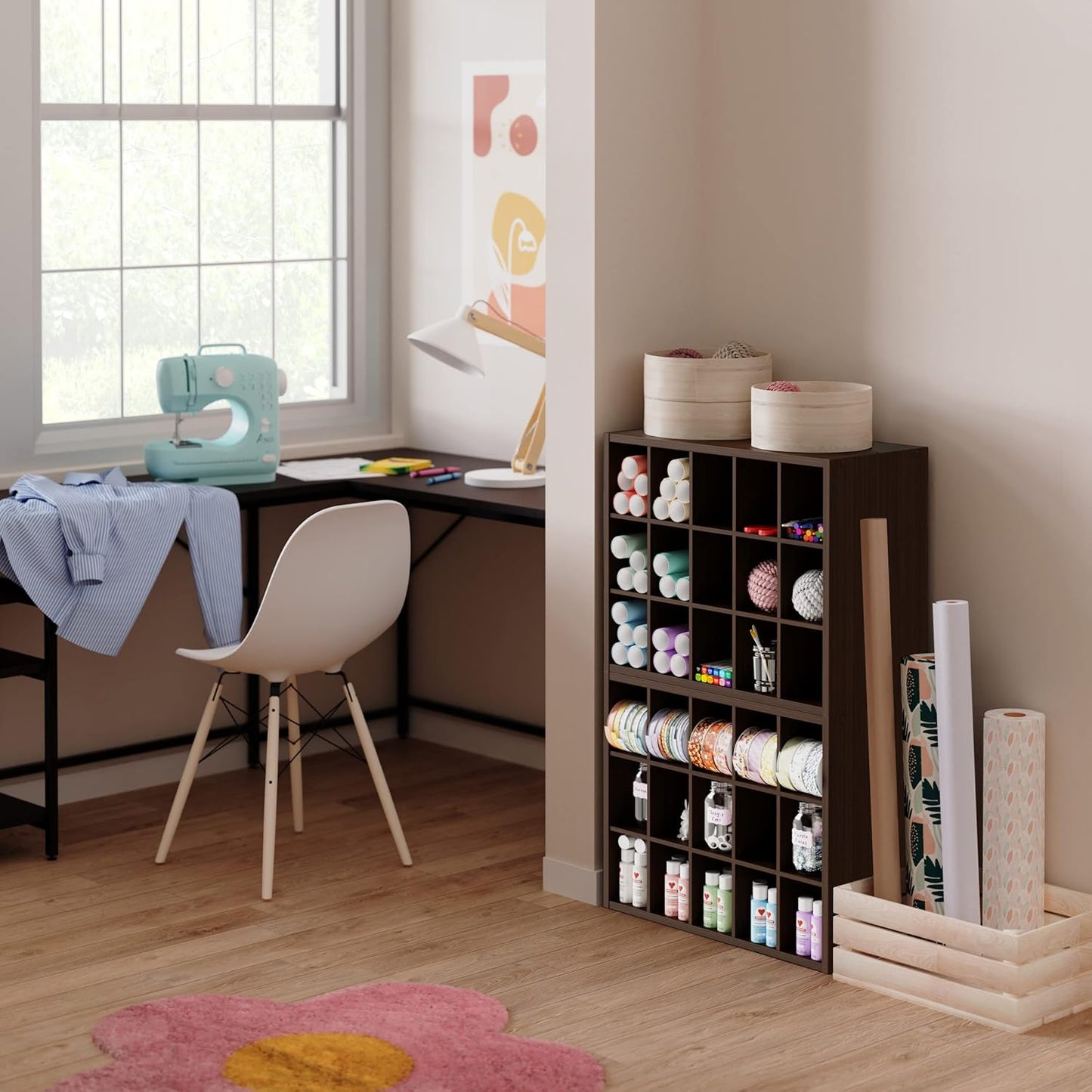 15 Cube Stackable Storage Organizer for Shoes, Bags, Crafts, Hobbies with Wood Shelves