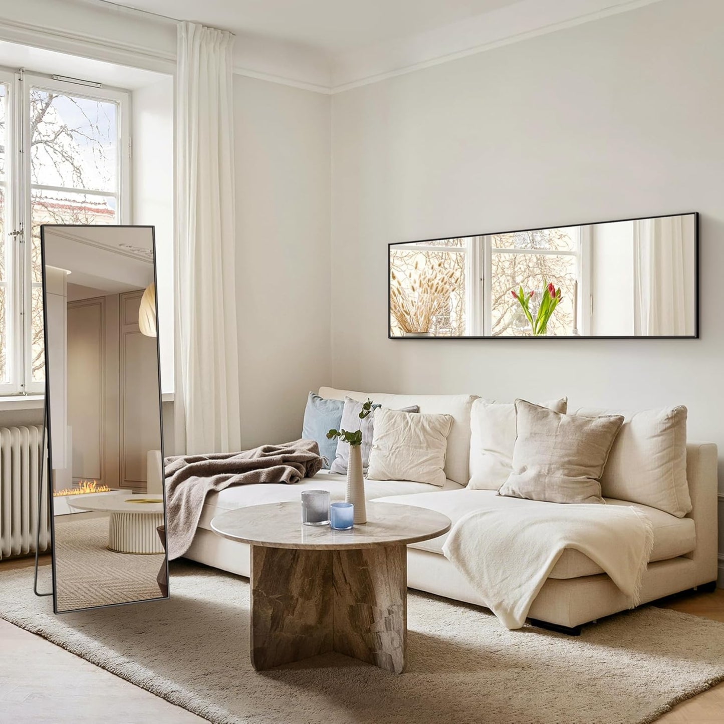 Full Length Mirror, Standing Large Floor Mirror with Aluminum Frame for Bedroom, Living Room