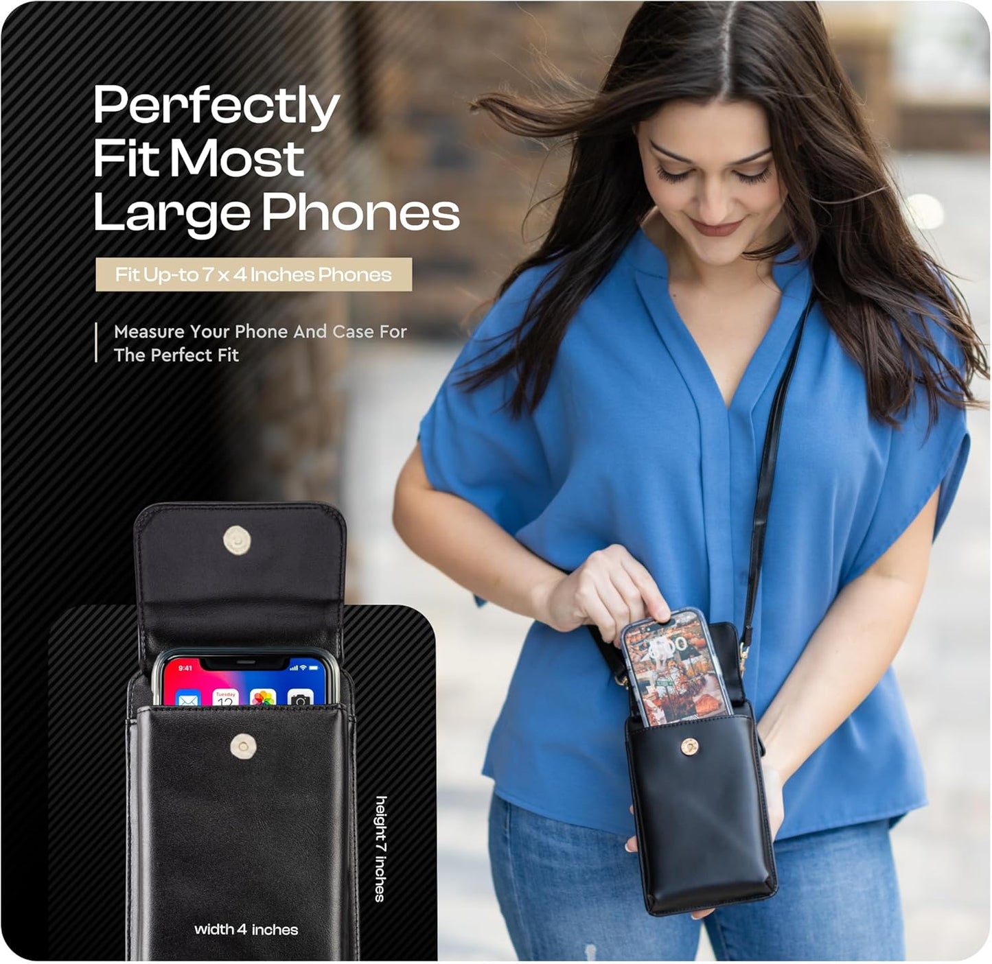 Crossbody Phone Purse for Women – RFID Phone Case Wallet w/Magnetic Closure