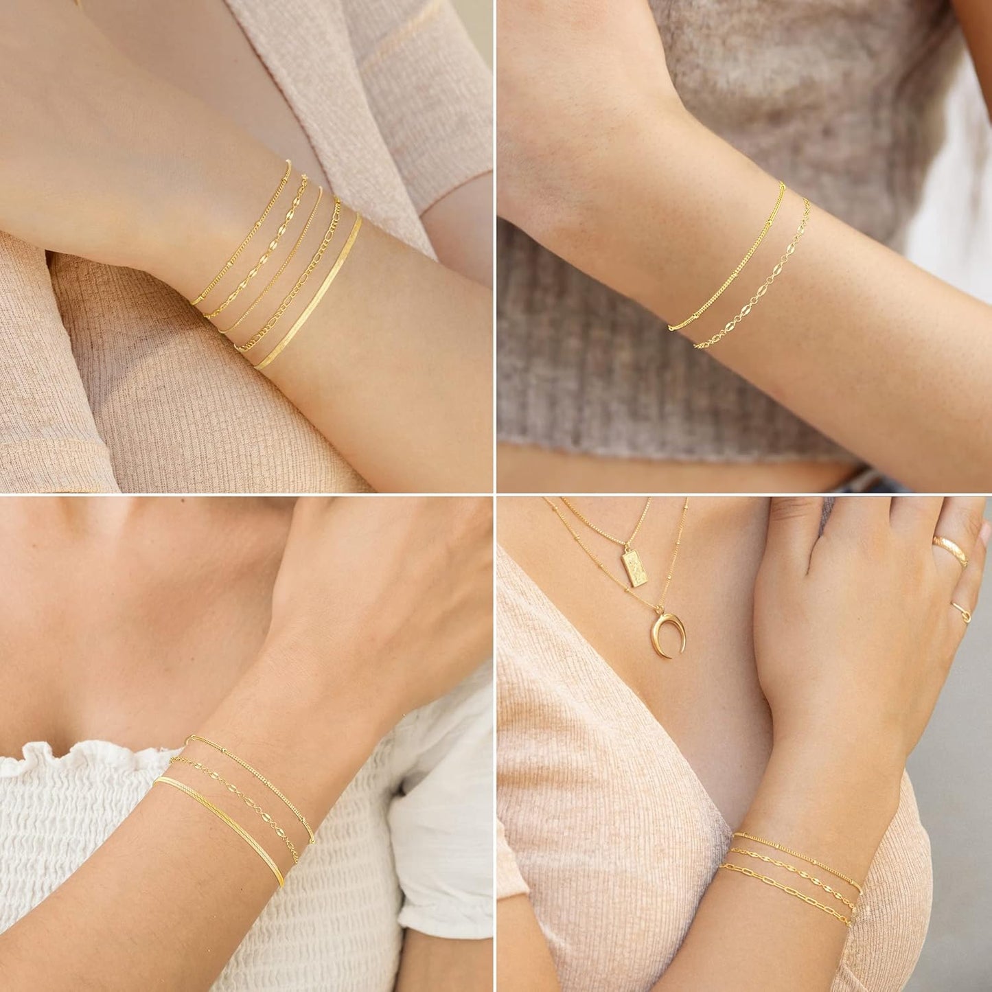 Gold Bracelets for Women, 14K Dainty Gold Plated Stackable Bracelets for Women Trendy Waterproof CZ Tennis Bracelet