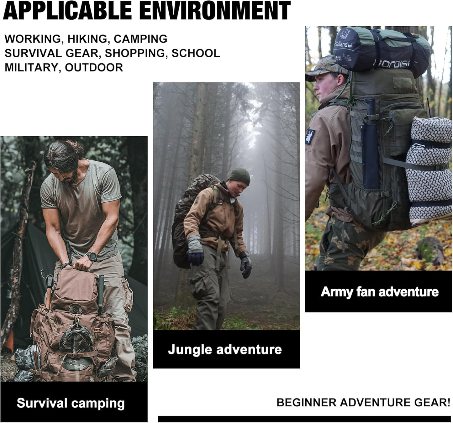 60L Military Internal Frame Backpack for Hiking,Camping,Hunting,Rucksack Backpack with Rain Cover