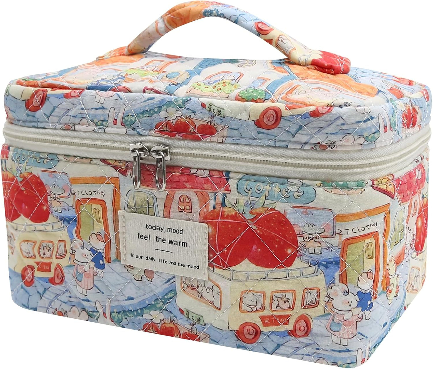 Large Makeup Bag, Cute Cosmetic Bag for Women Girls, Floral Coquette Aesthetic Toiletry Bag, Travel Make Up Organizer Bag (BDLH)