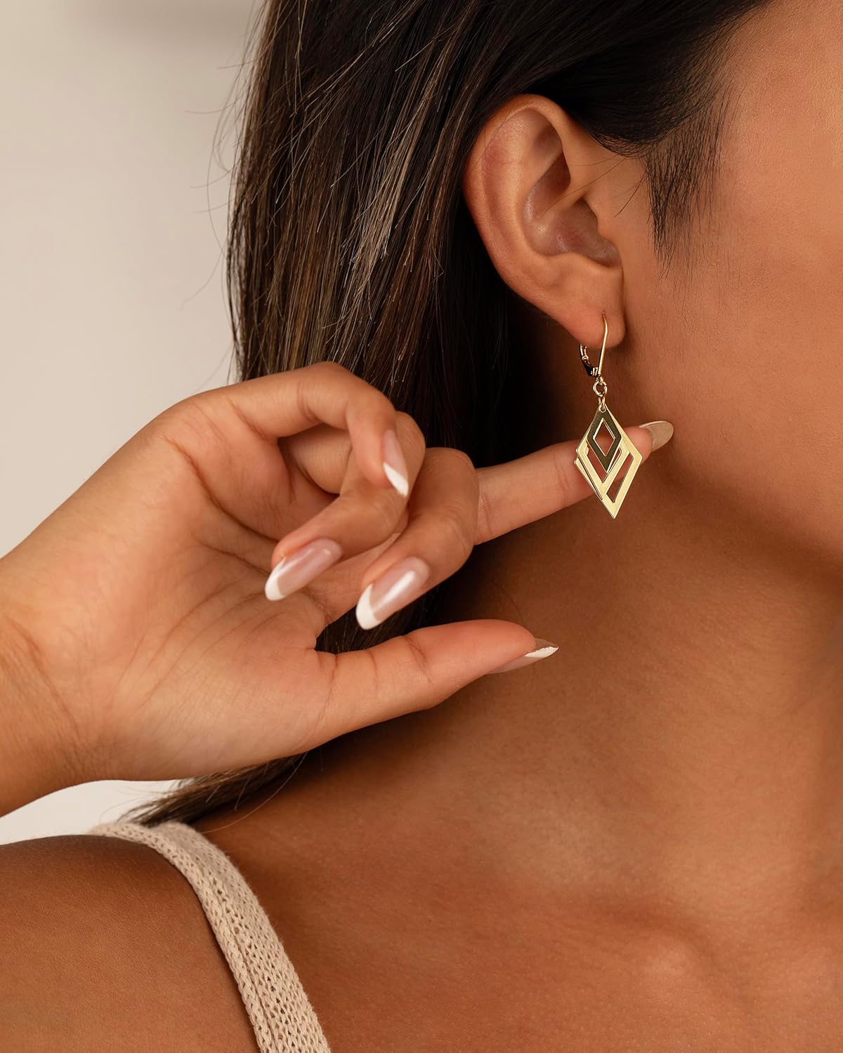 Gold Dangle Earrings for Women, 14K Gold Plated LightweightTeardrop Drop Earrings, Trendy Leverback Minimalist Jewelry for