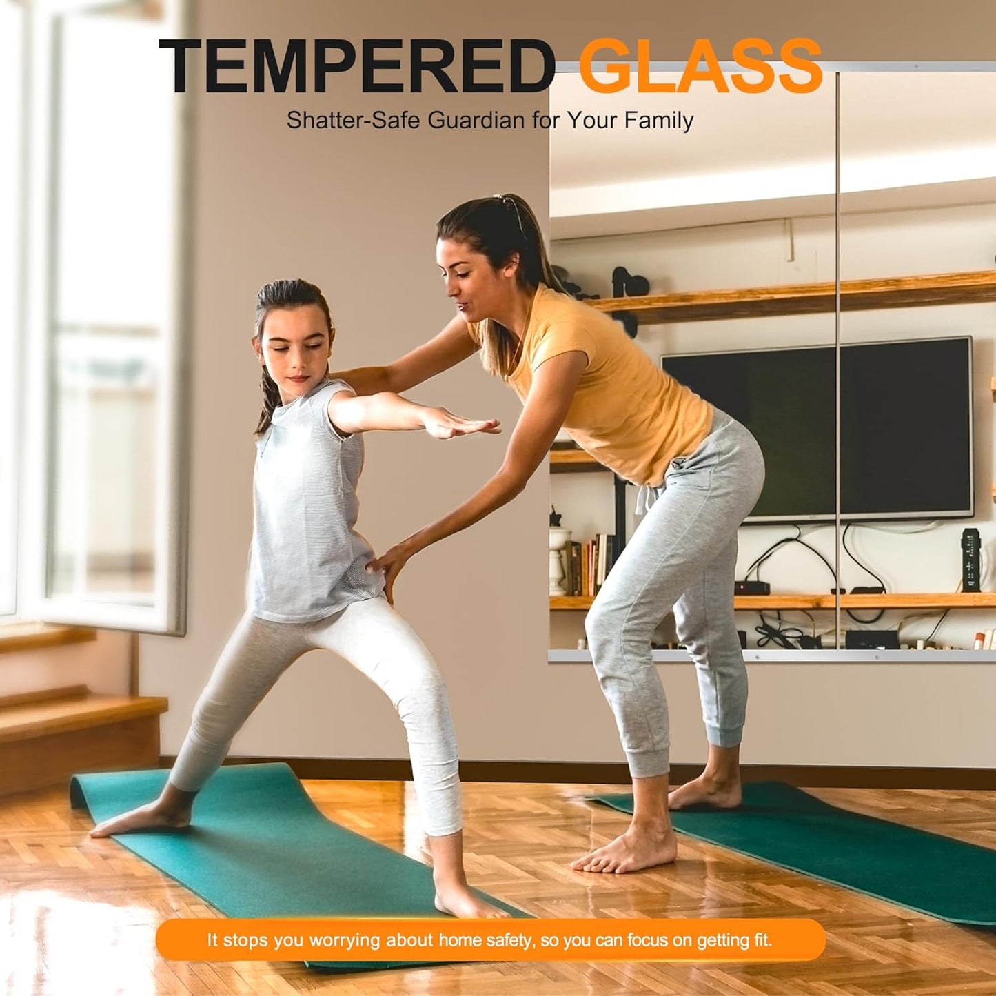 Home Gym Mirror,48''x24''x2count Silver,Large Full Body Tempered Glass Frameless
