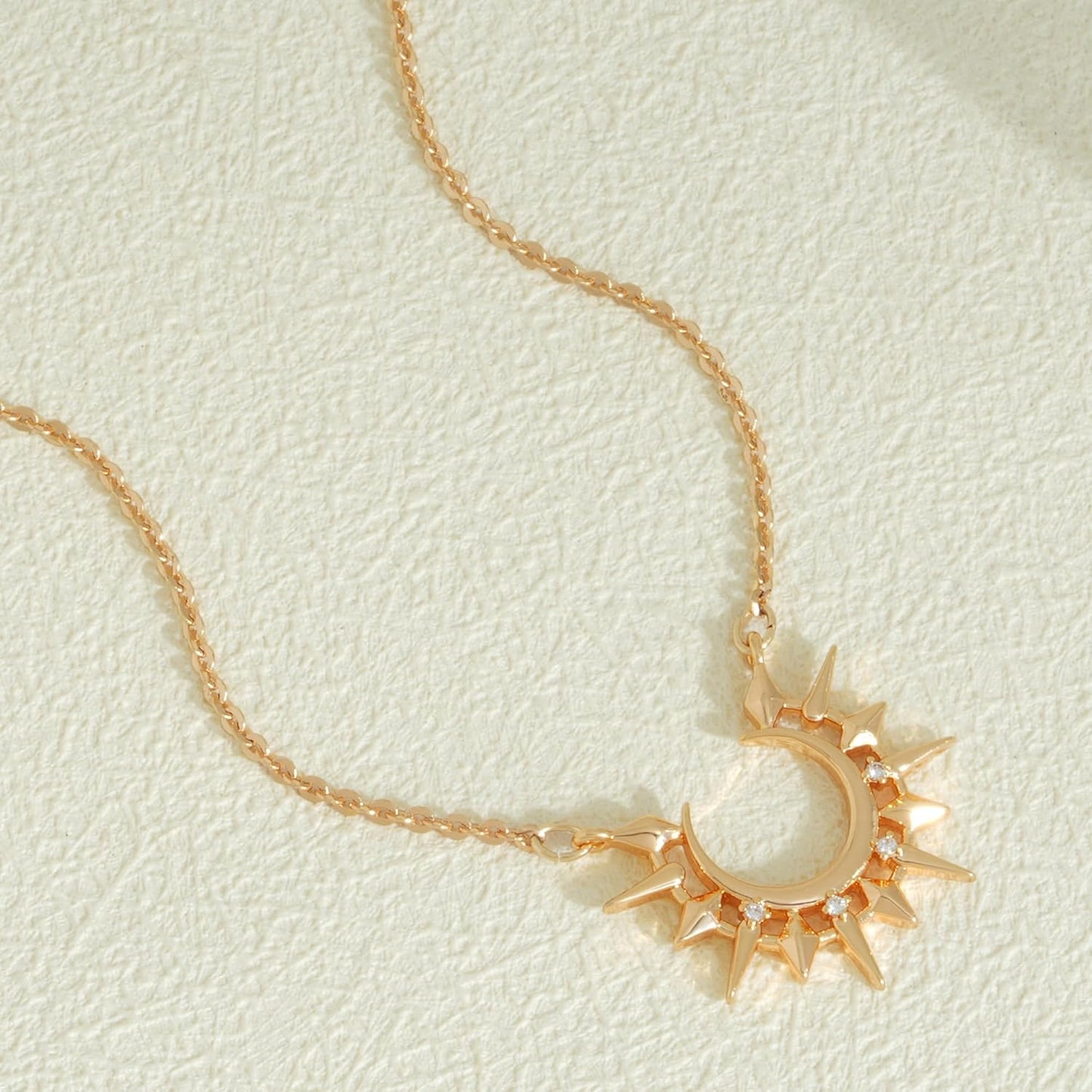 14K Gold Star & Moon Necklace - Dainty Pendant Chain for Women, Mother's Day/Valentine Gift