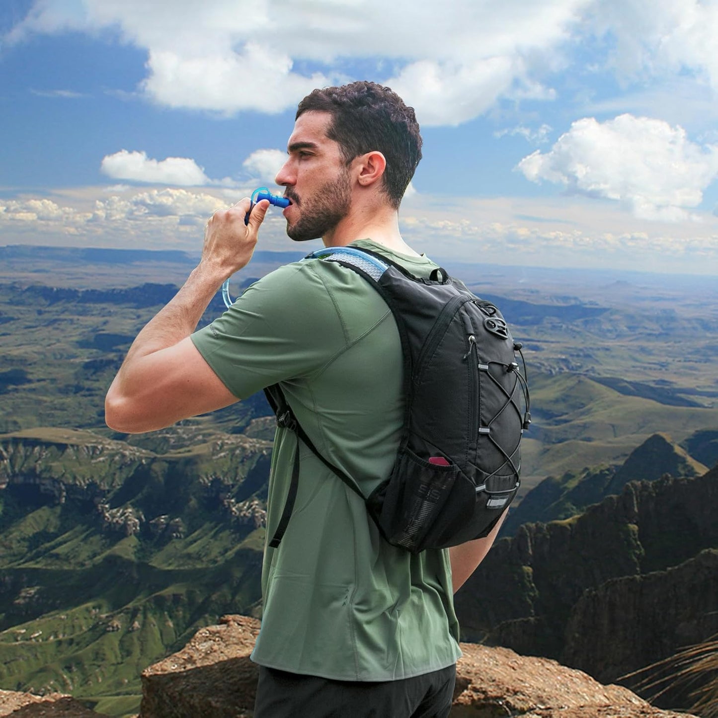 Lightweight Hydration Backpack, Running Backpack with 2L Water Bladder, Hydro Water Daypack for Hiking Rave