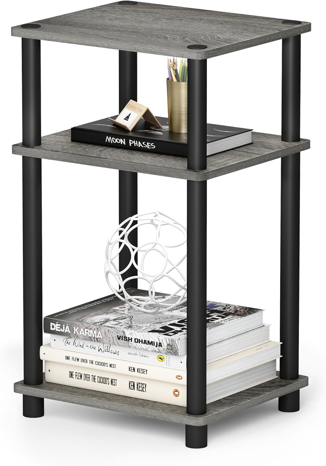 3-Tier End Table, Open Shelves Night Stand, Bedside Table, Toolless Assembly