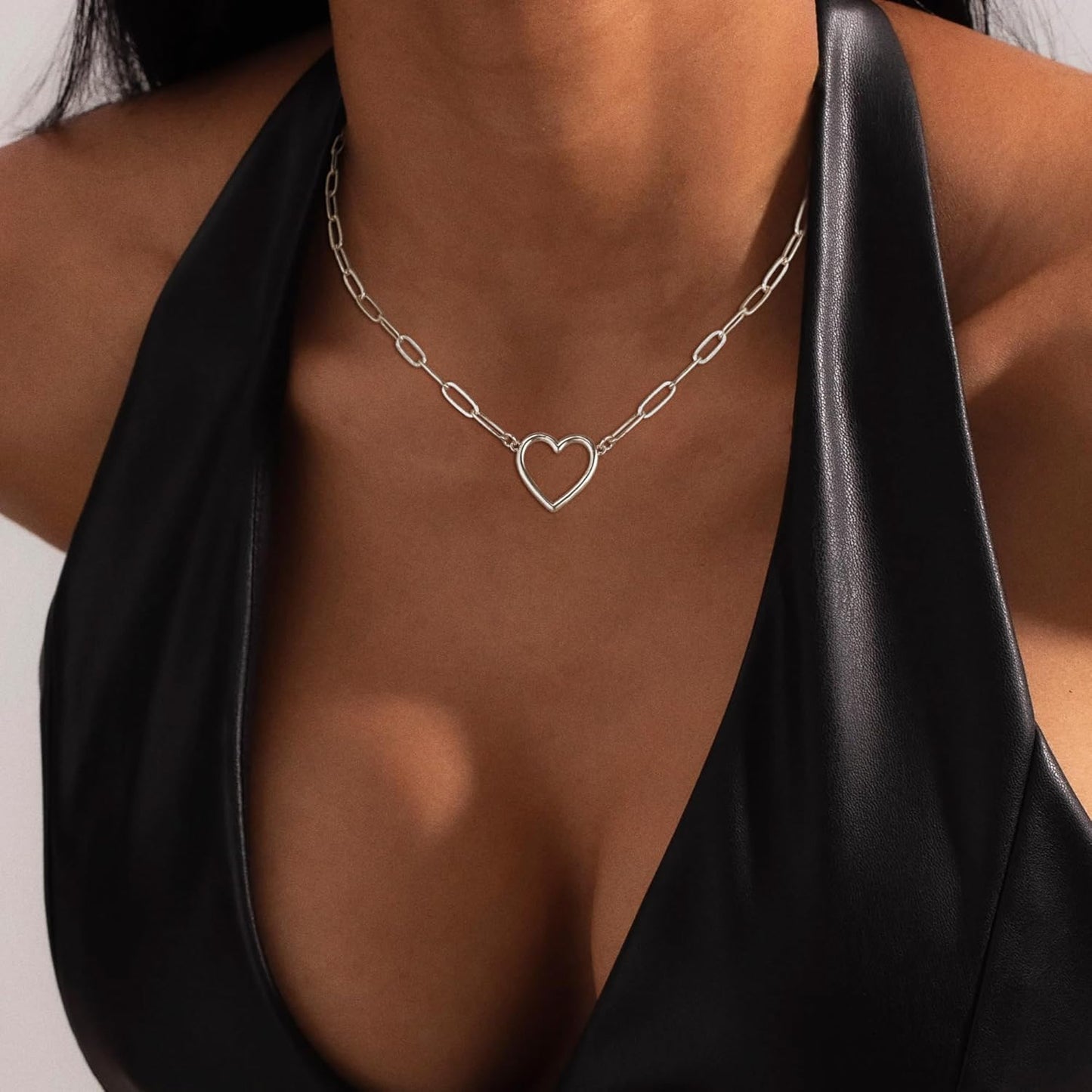 14K Gold Plated Heart Necklace for Women, Dainty Love Pendant Choker, Delicate Gold Jewelry Gift for Her, Trendy Festival Birthday Present