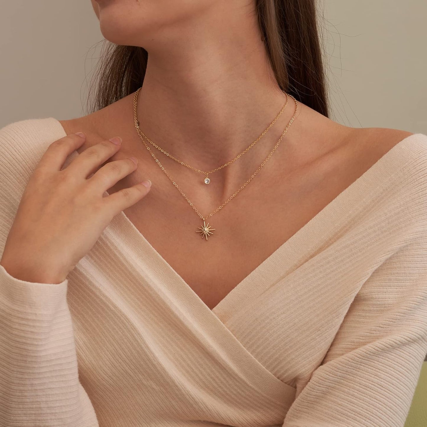Dainty Diamond Necklace: 14K Gold/Silver Plated CZ Choker, Sterling Silver Women's Trendy Jewelry Gift
