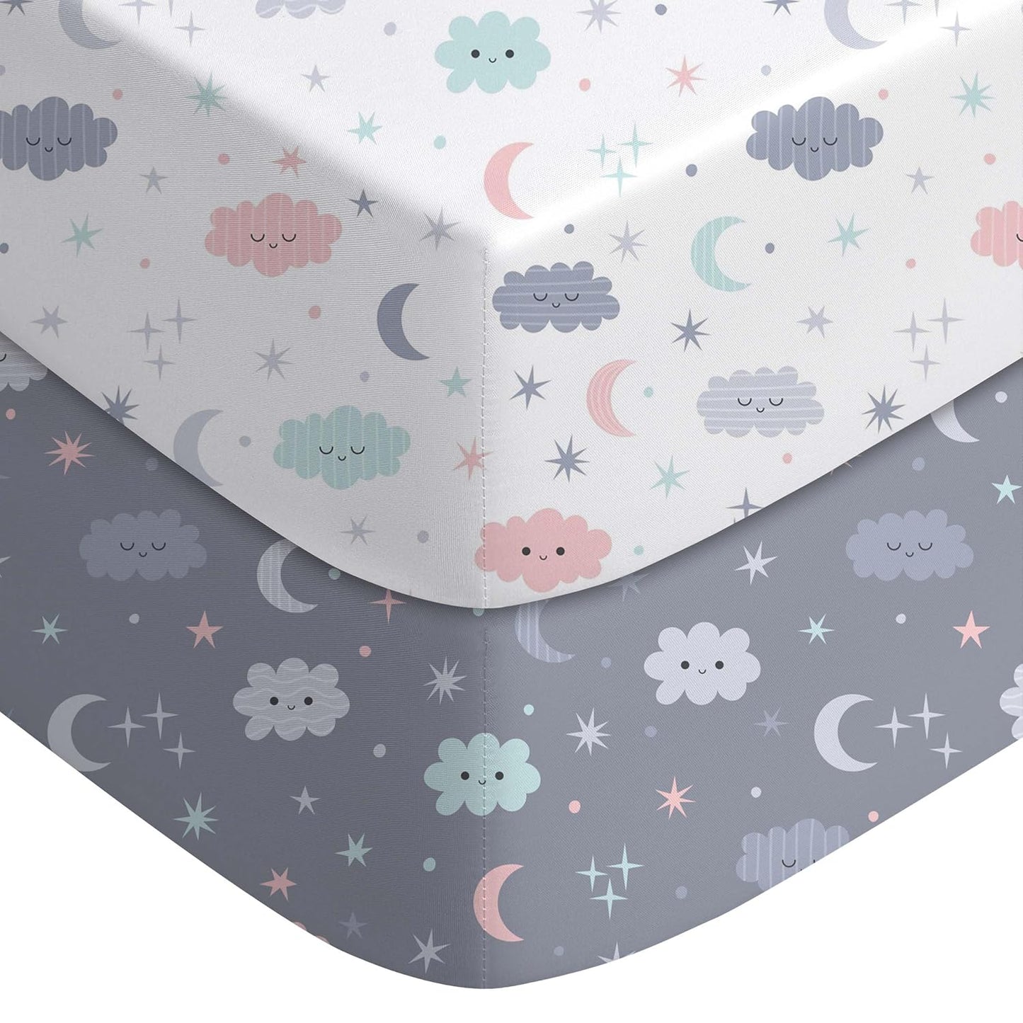 Crib Sheets for Boys Girls, Fitted Crib Sheet 2 Pack for Standard Crib and  Mattress