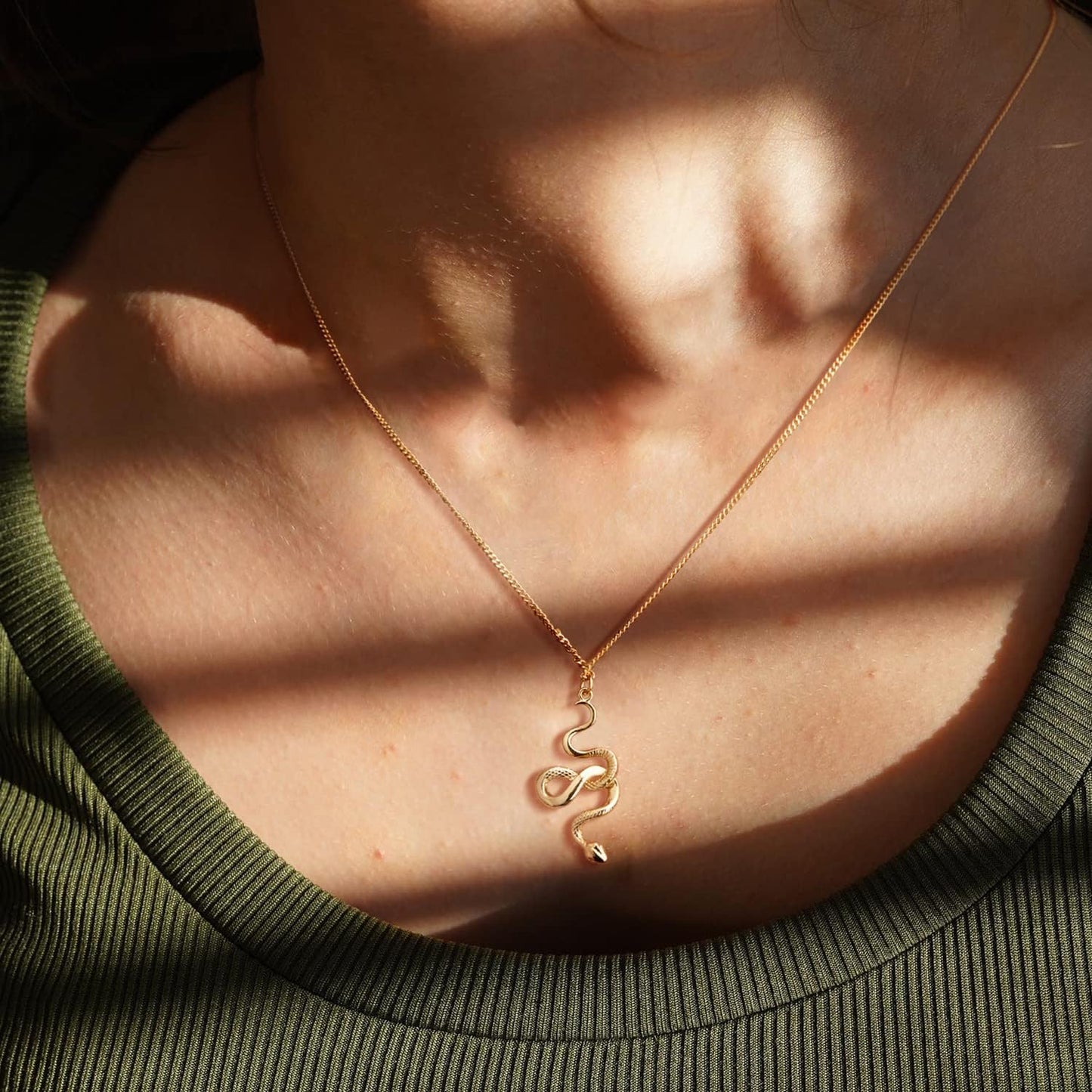 18K Gold Plated Snake Necklace | Dainty Charm Pendant - Minimalist Delicate Handmade Boho Jewelry for Her