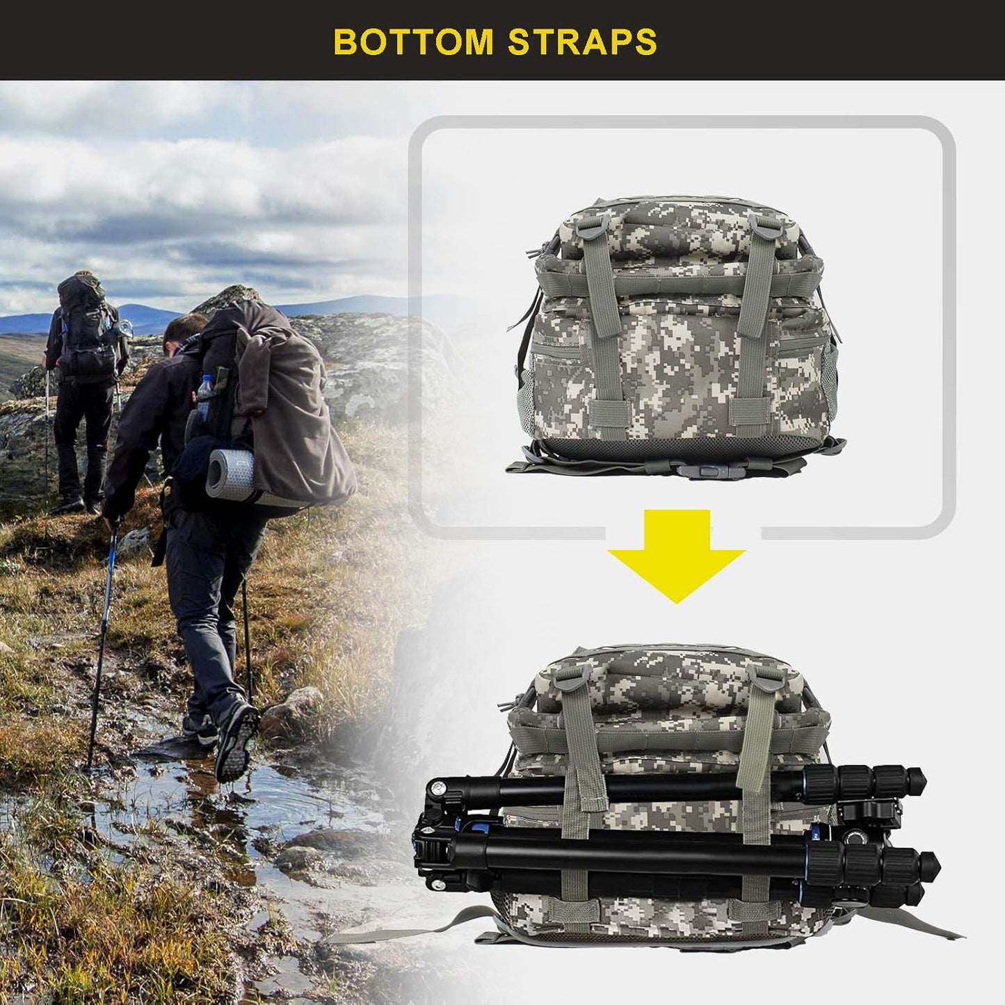 45L Military Tactical Backpack for Men and Women Army  Bag Large Rucksack with Molle System