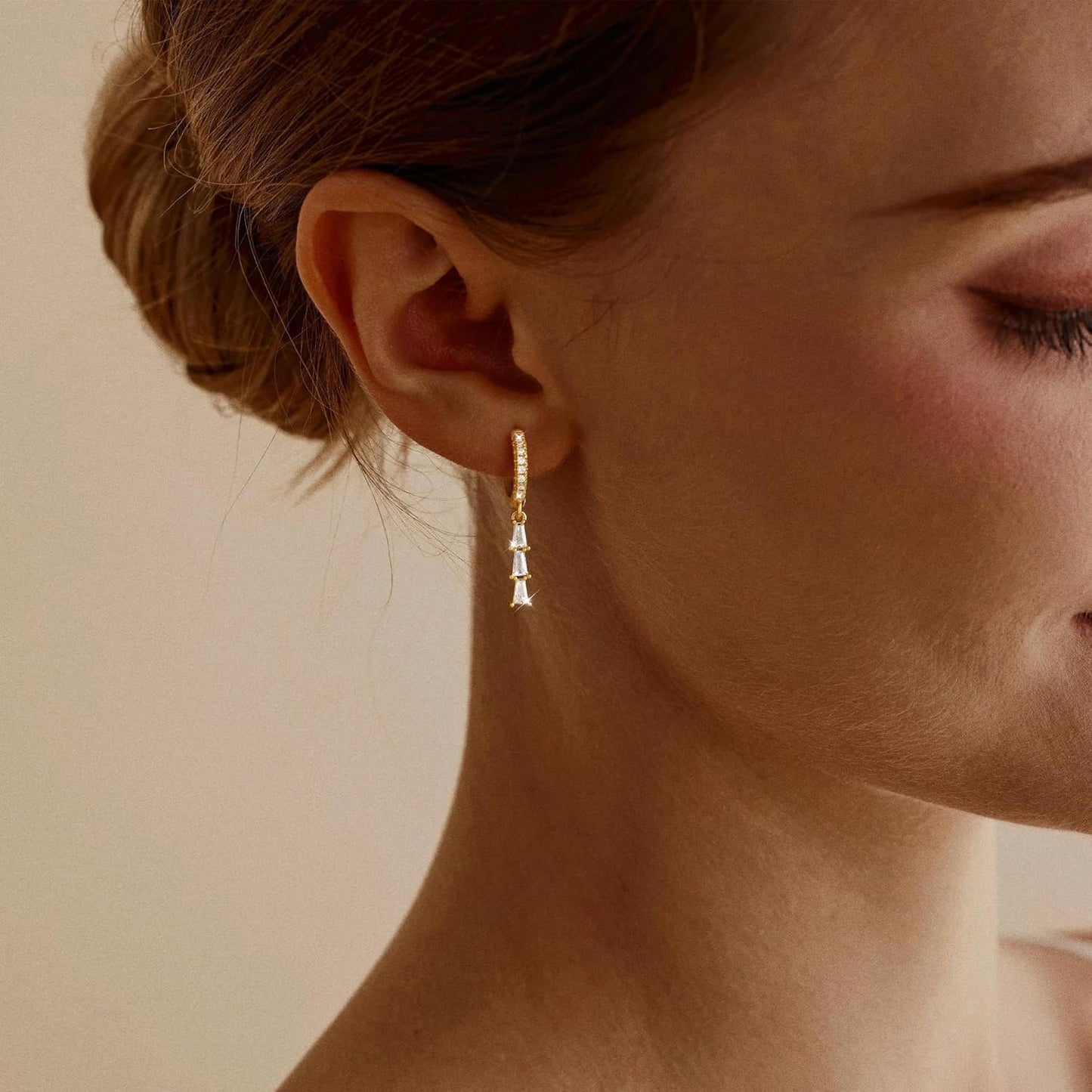 Dangle Earrings for Women 14K Gold Plated Dangly Dangling Earrings Dainty Trendy Drop Hypoallergenic Square