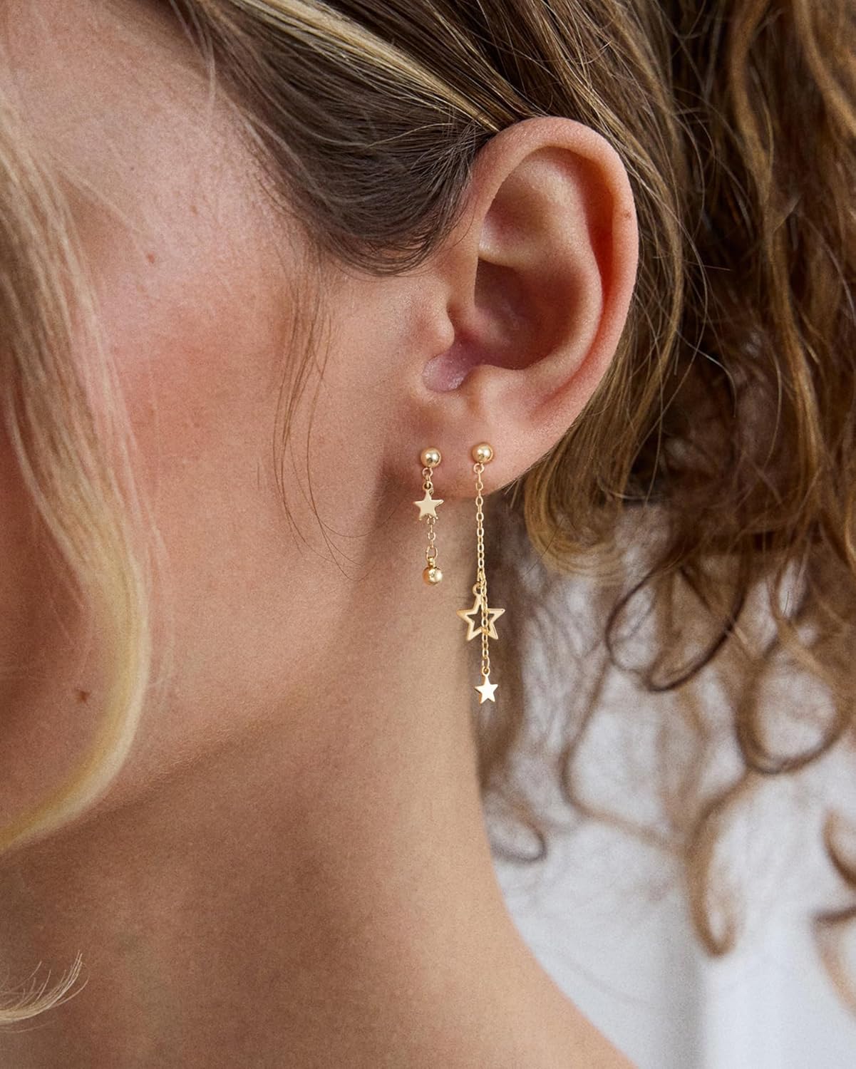 Dangle Earrings for Women- 14K Gold Plated Butterfly Heart Star Hoop Chain Tassel Design Long Dangle Earrings