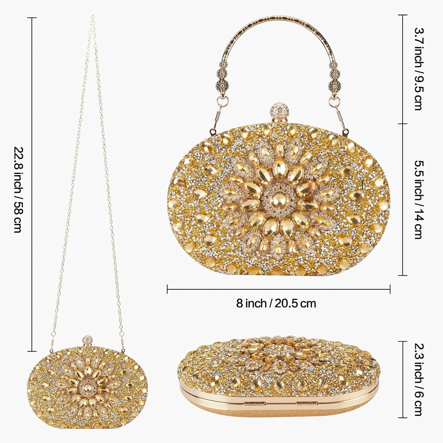 Rhinestone Evening Clutch Purses Evening Weddings,Party Purses Crystal Diamond Glitter Sparkly Handbag