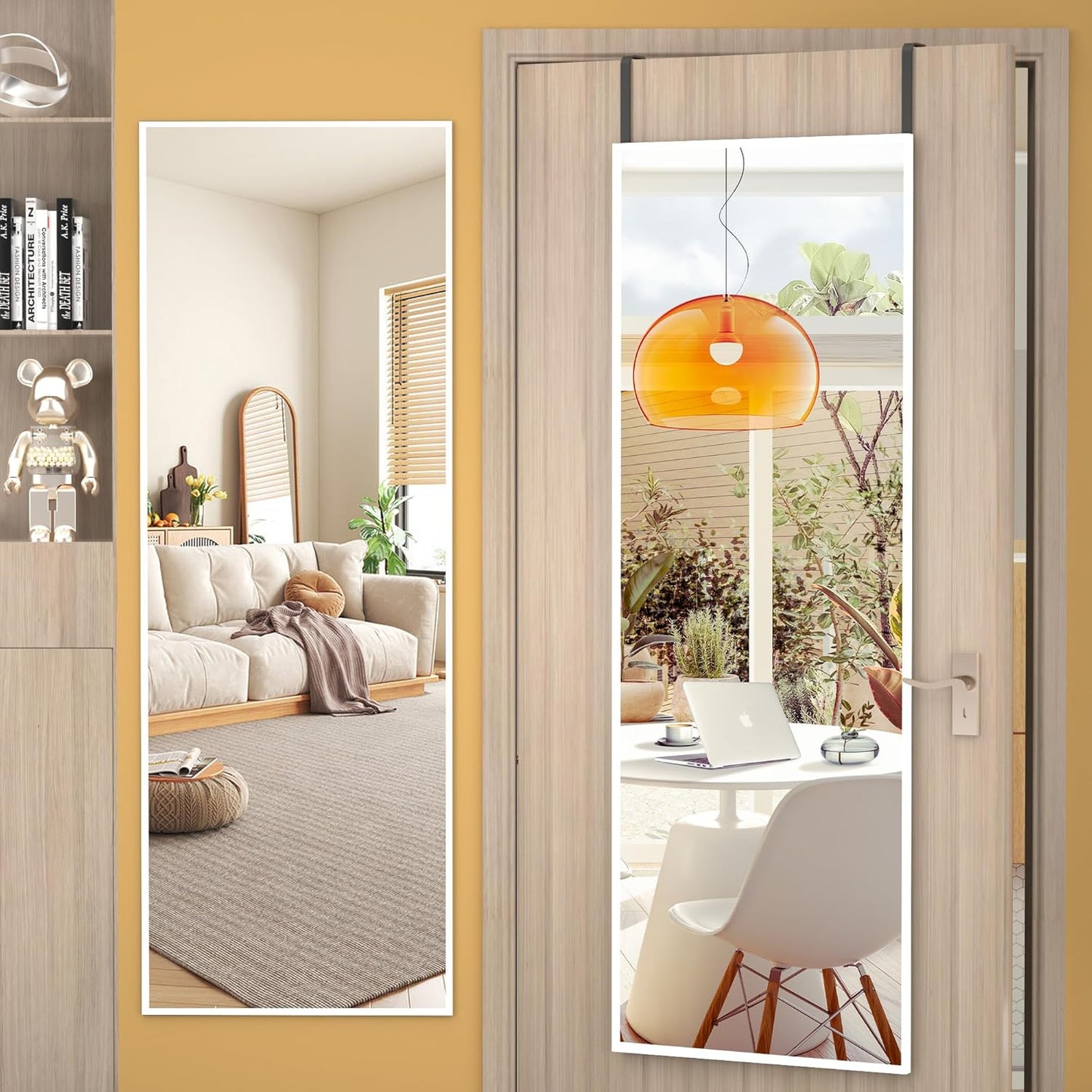 Door Mirror Full Length, 51 x 16 Inch Full Body Wall Mirror Over The Door Hanging Mirror