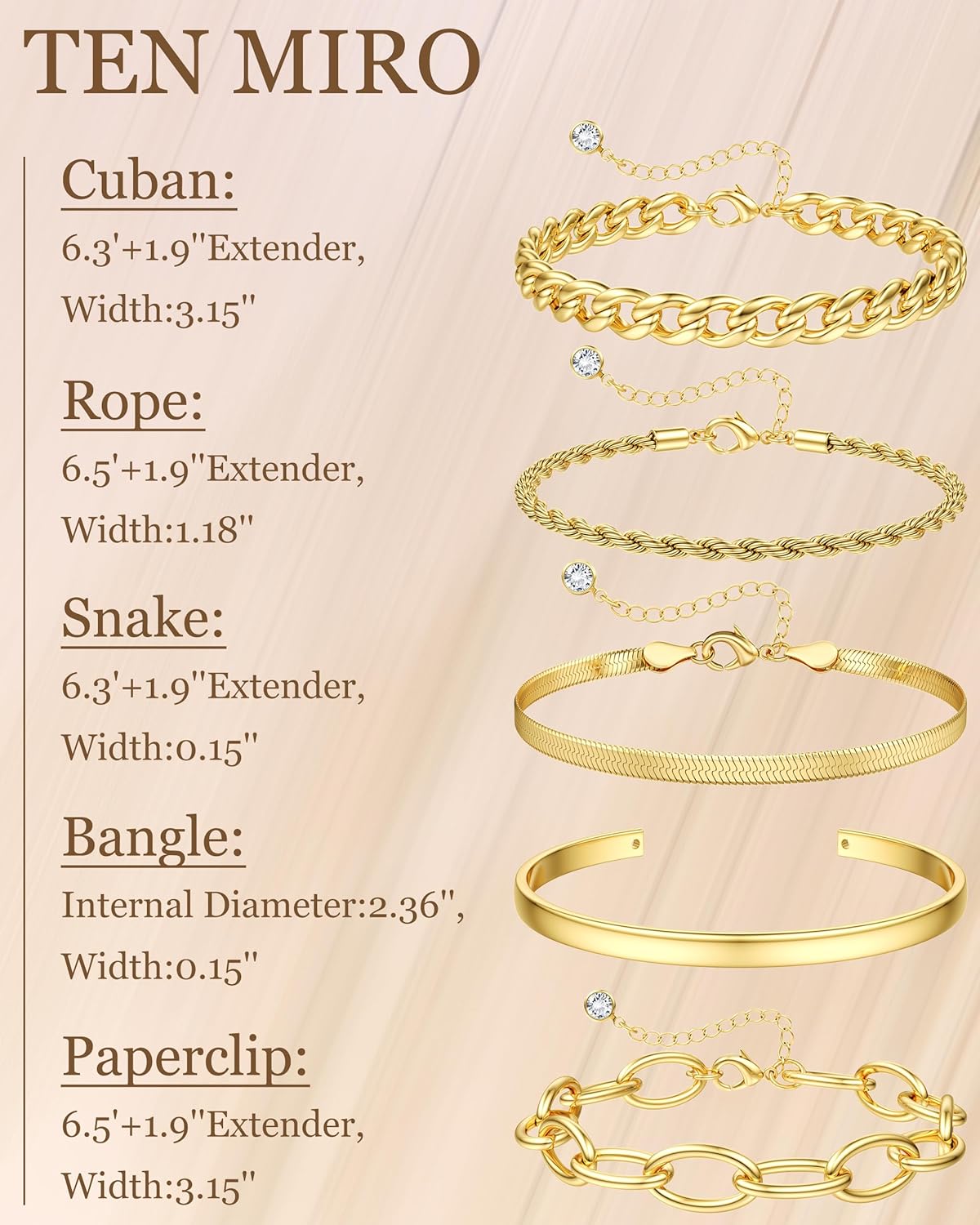 14k Chunky Gold Bracelets for Women Non Tarnish, Womens Gold Bracelet Stack Layered Chunky Chain Bracelets Waterproof Link