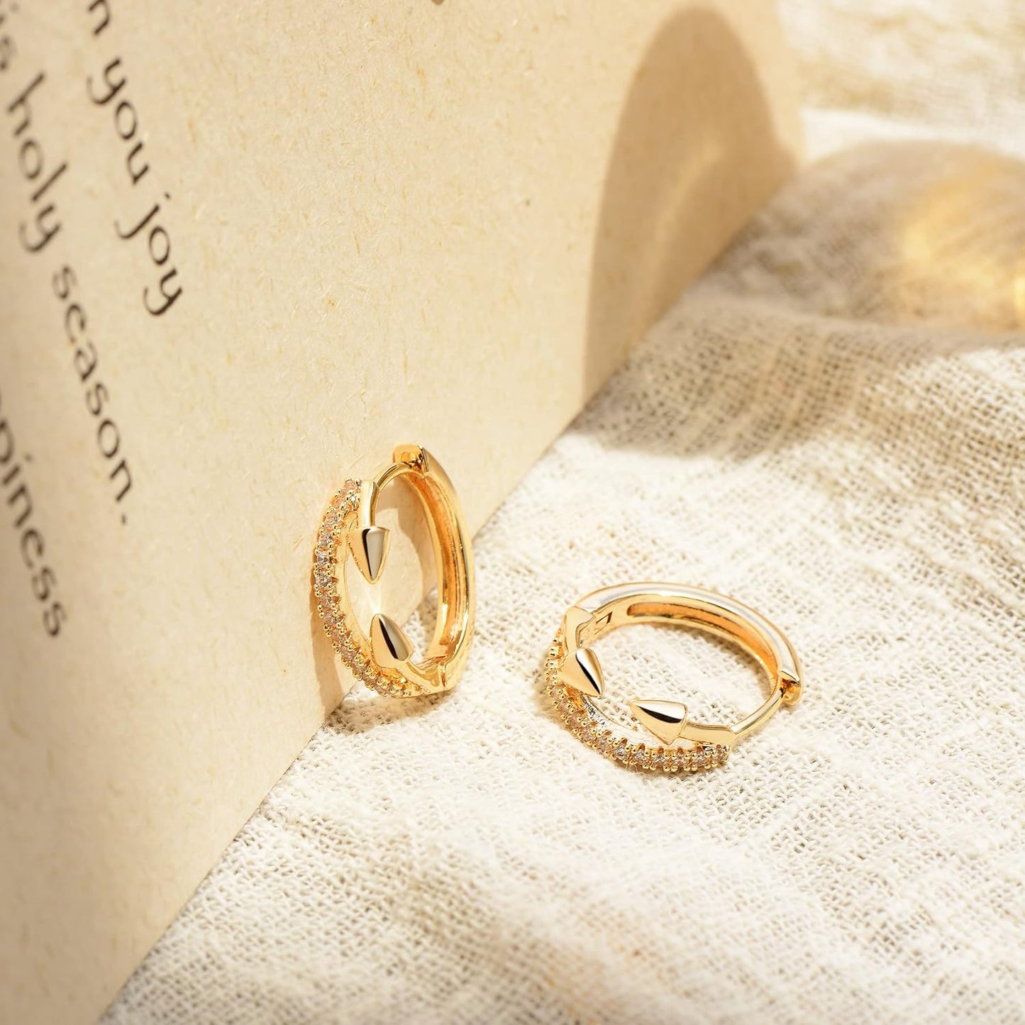 Cubic Zirconia Huggie Earrings 14k Gold Plated Tiny Earrings Small Huggie Hoop Earrings Simple Lightweight Hoops Gift for Women