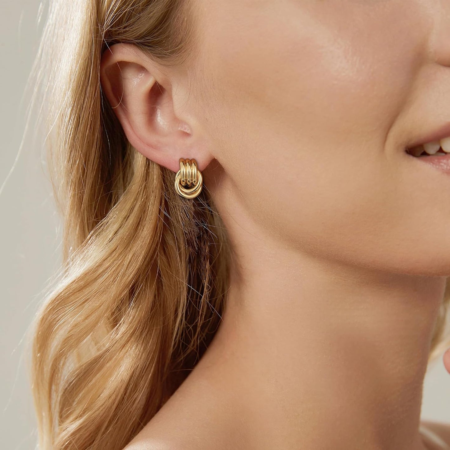 Trendy Gold Plated Knot Earrings for Women Chunky Statement Drop Dangle Earrings Lightweight Fashion Accessories Gold Jewelry