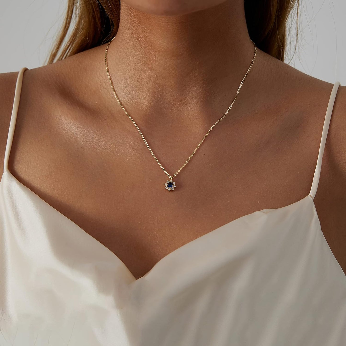 Dainty Gold Necklace: 14K Gold Plated Tiny Love/Heart/Star/CZ/Leaf Pendant for Women, Everyday Jewelry