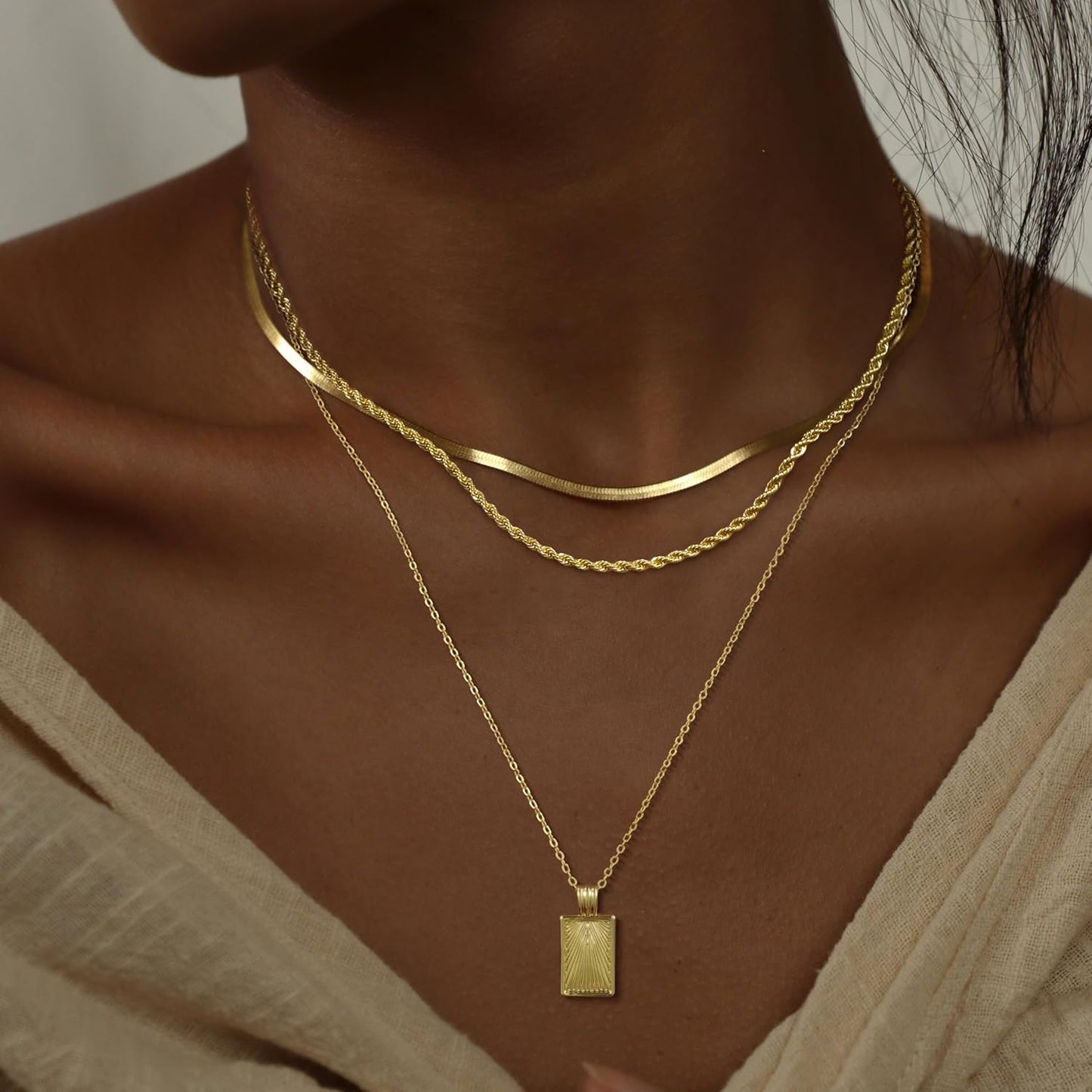 "GOLD SILVER NECKLACES FOR WOMEN - 14K REAL GOLD PLATED STACKABLE CHAIN, DIAMOND CIRCLE CZ PENDANT, TRENDY JEWELRY SET GIFT"