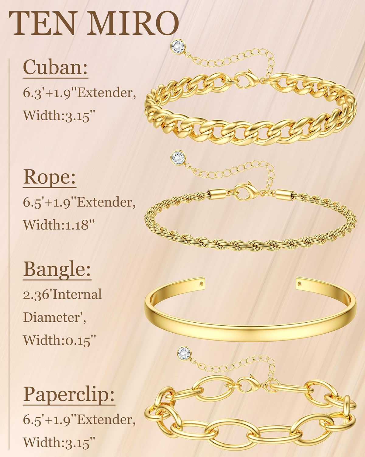 14k Chunky Gold Bracelets for Women Non Tarnish, Womens Gold Bracelet Stack Layered Chunky Chain Bracelets Waterproof Link