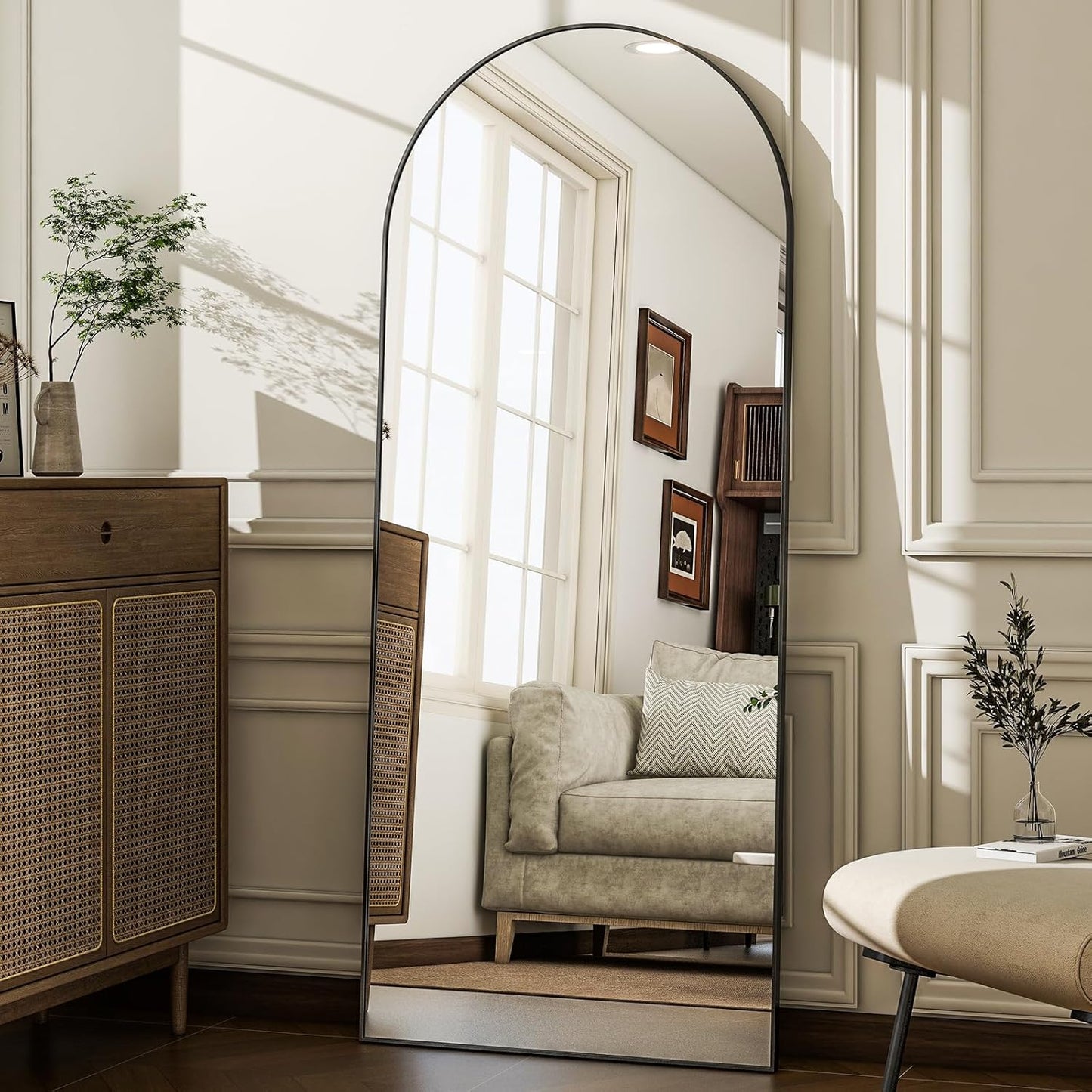 57" x 20" Arched Full Length Mirror - Wall Mounted/Floor Mirror Aluminum Alloy Frame Full