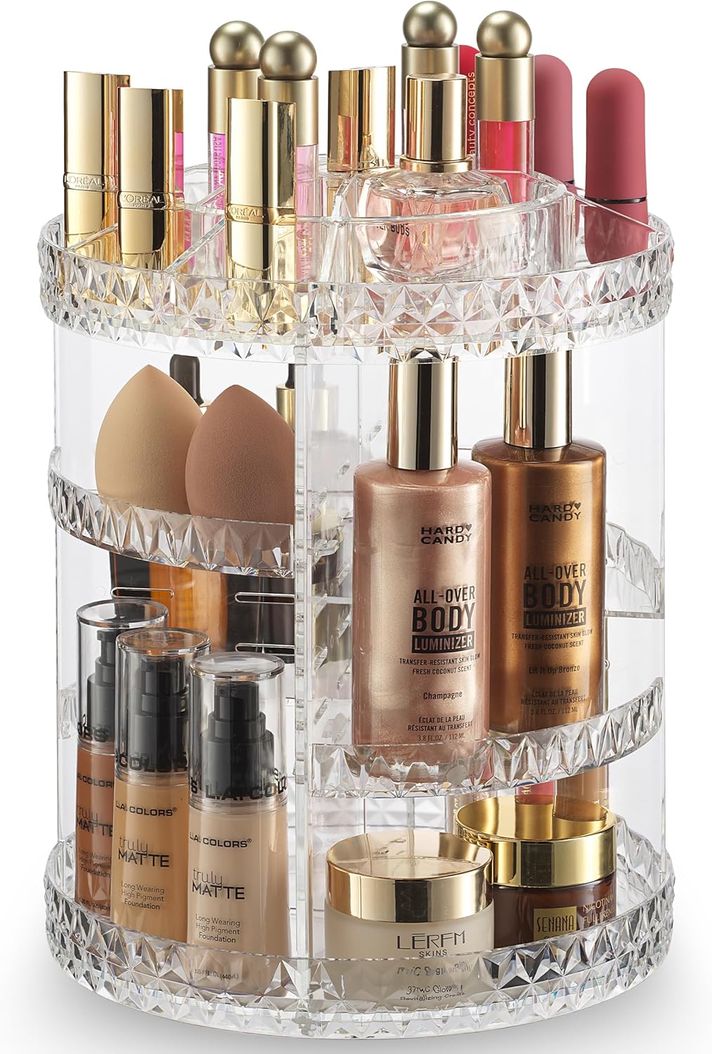 360 Rotating Makeup Organizer Countertop - Adjustable Shelf Height Countertop Storage