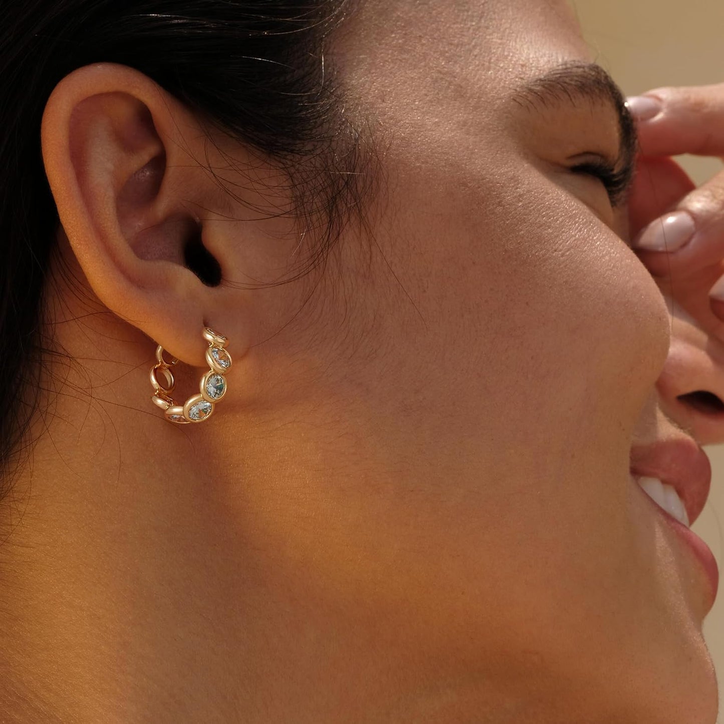 Cubic Zirconia Huggie Earrings 14k Gold Plated Tiny Earrings Small Huggie Hoop Earrings Simple Lightweight Hoops Gift for Women