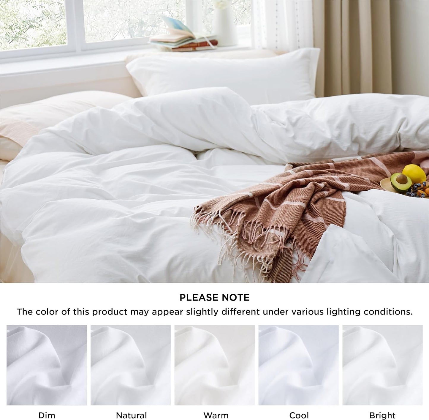 White Duvet Cover Queen Size - 3 count Prewashed Extra Soft Bedding Set