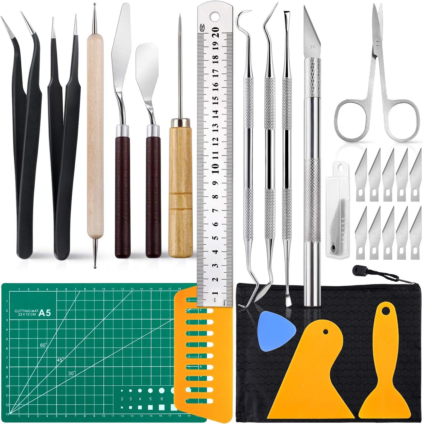 OMOMMD 28 PCS Precision Craft Tools Set Vinyl Weeding Tools Kit for Weeding Vinyl, DIY Art Work Cutting, Hobby, Scrapbook