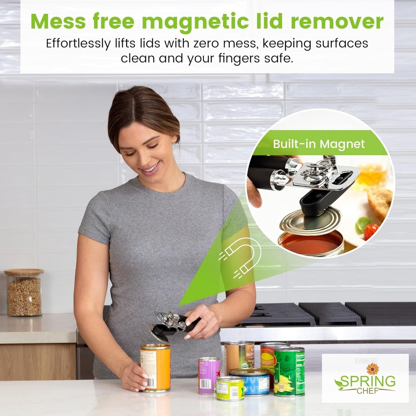 Manual with Soft Grip Handles, Easy Turn - Magnetic Lid Remover