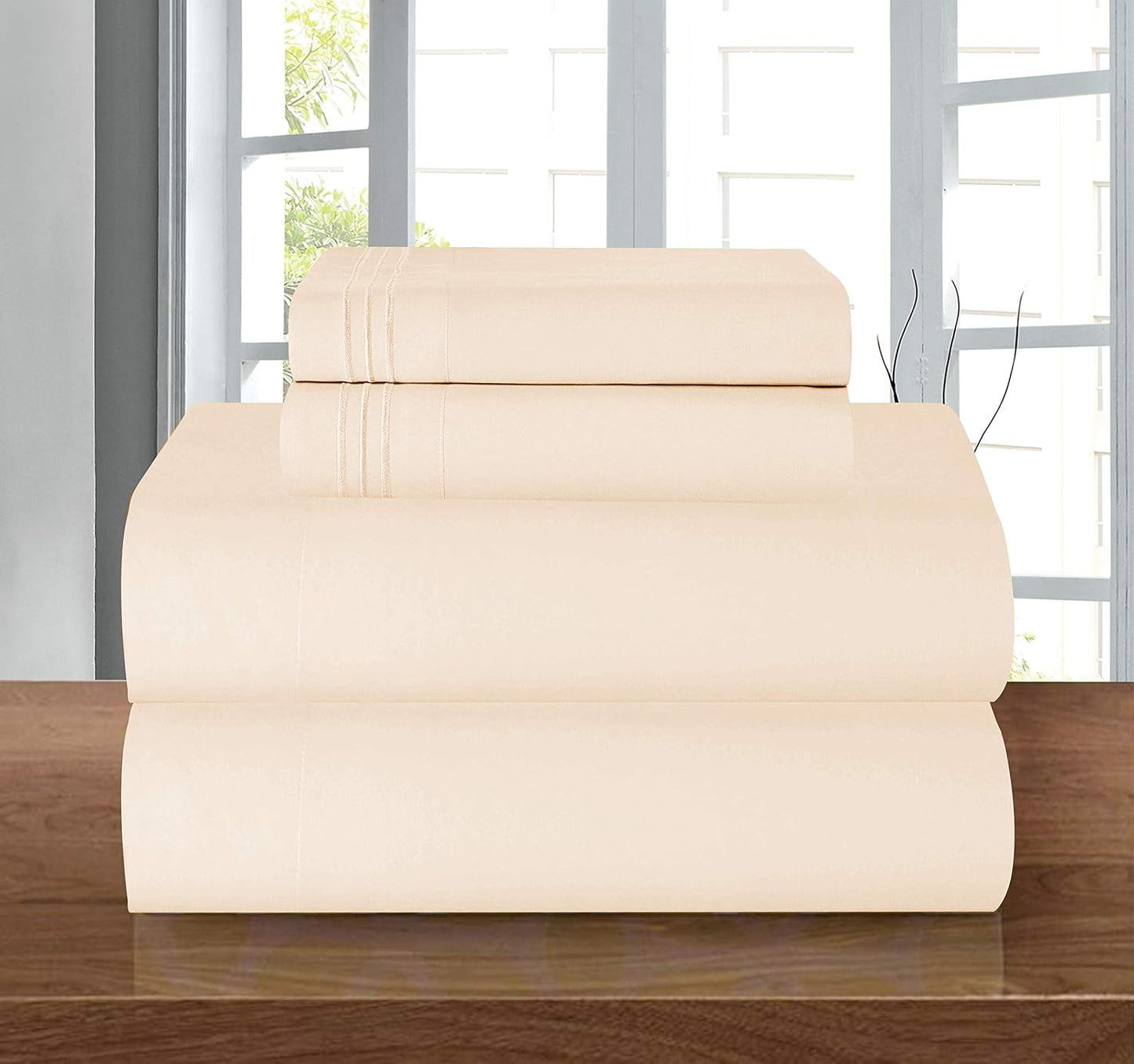 Resistant Coziest Bedding Set, All Around Elastic Fitted Sheet, Deep Pocket up to 16inch, Queen