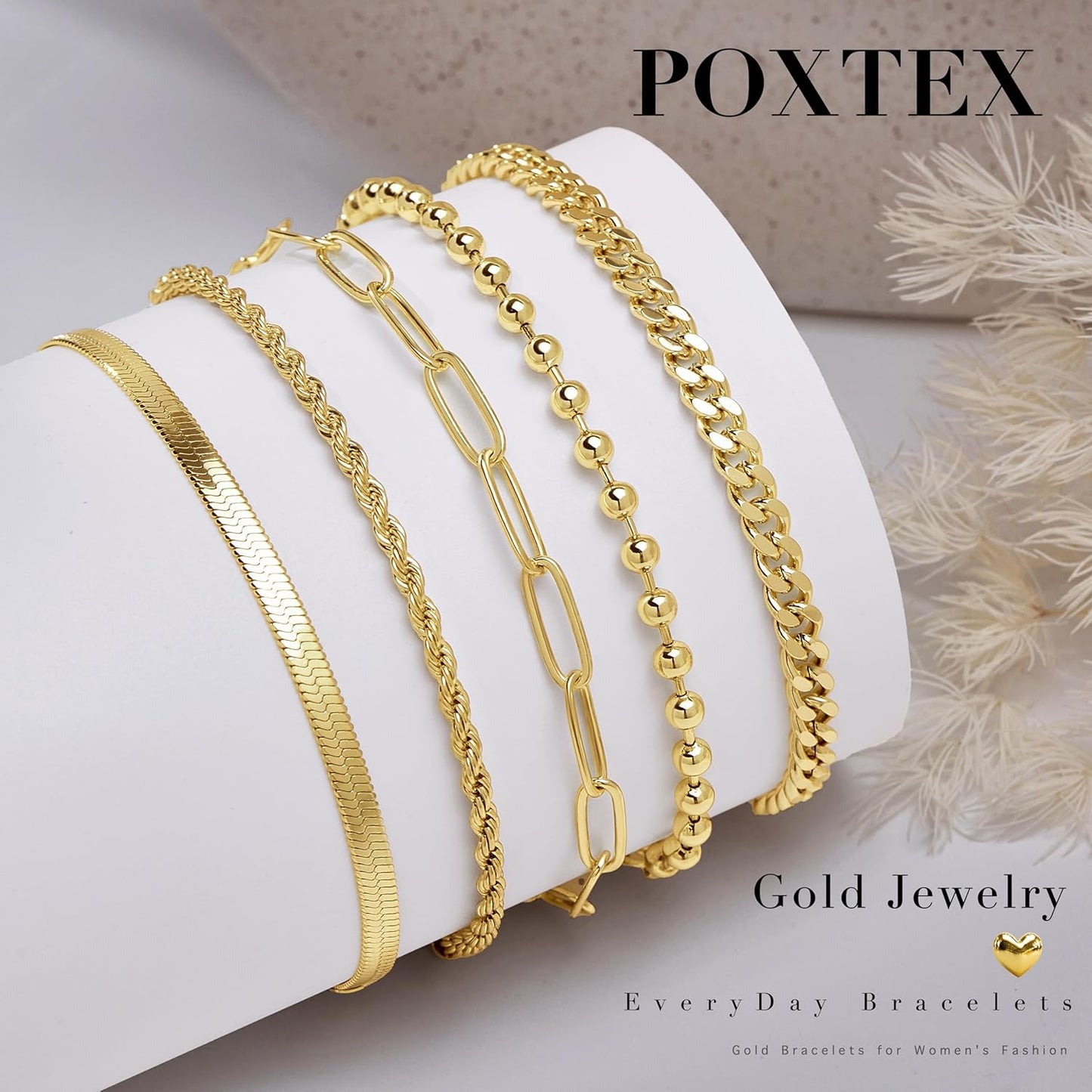 Gold Bracelets for Women,Dainty Bracelets Set for Women Trendy, Gold Bracelets Stack With Beaded, Cuban