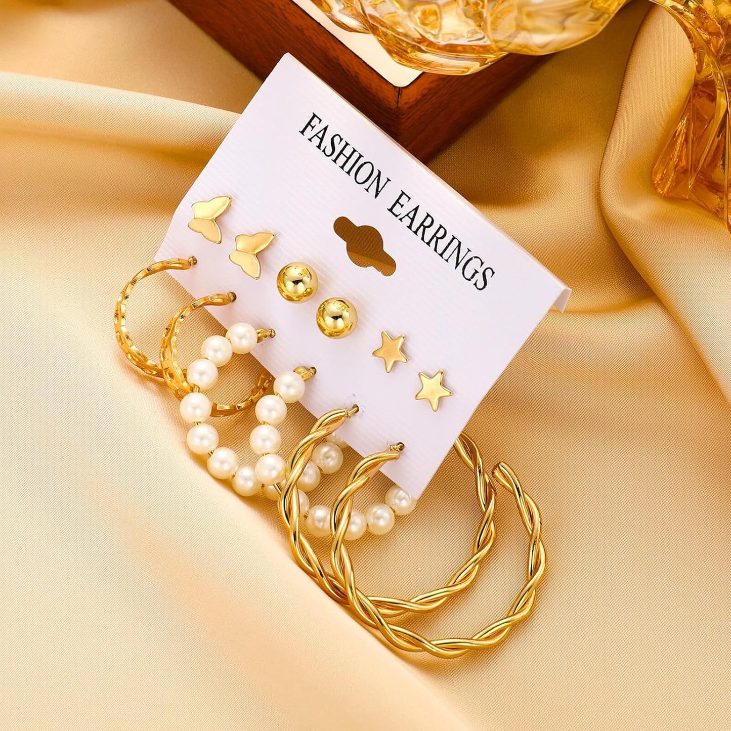 Gold Hoop Earrings Set for Women, 12 Pairs Large/Big Thin Thick Gold Hoops Earrings Loop Pack for Jewelry Gift 40mm/50mm