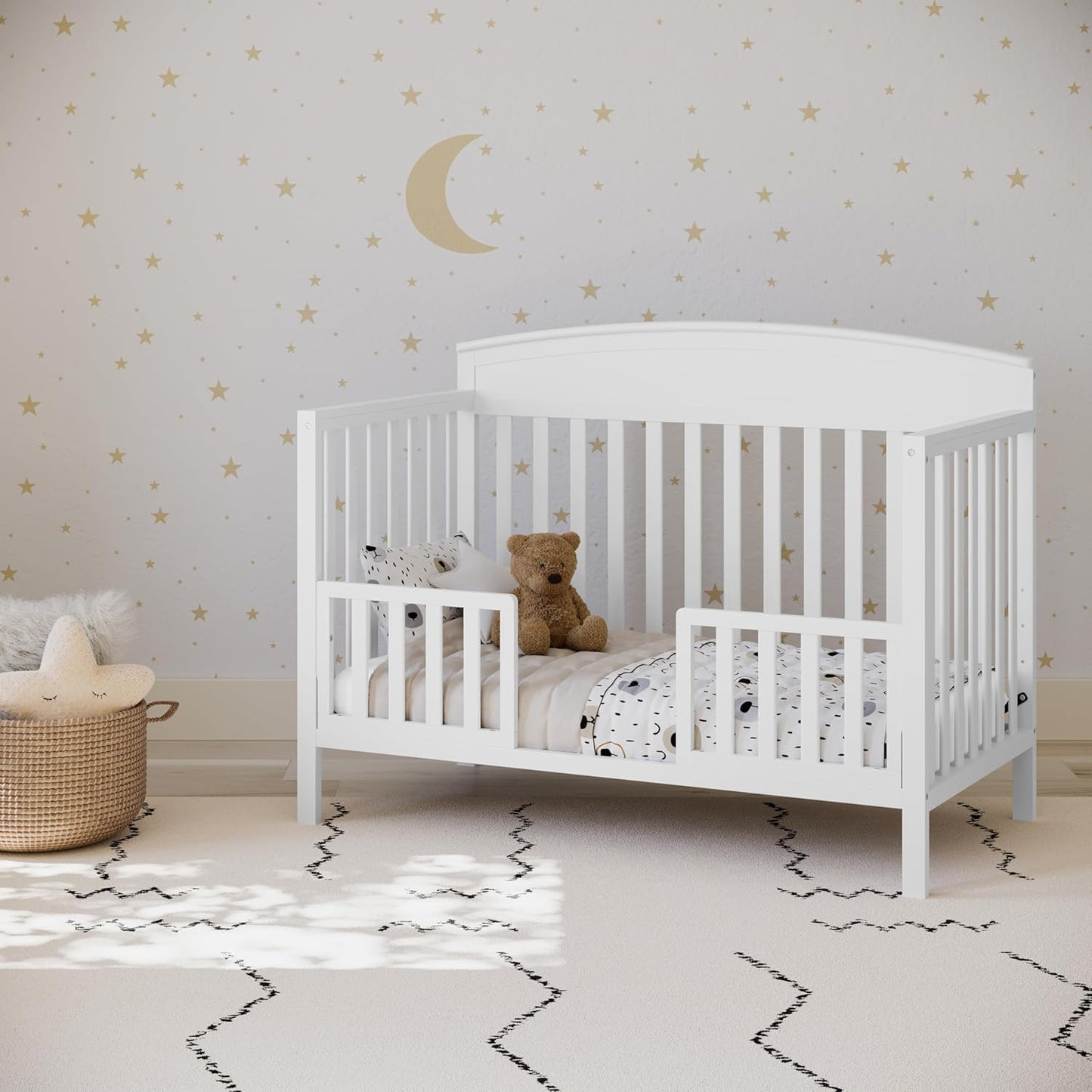5-in-1 Convertible Crib Converts from Baby Crib to Toddler Bed, Daybed, Fits Standard Full-Size Crib Mattress