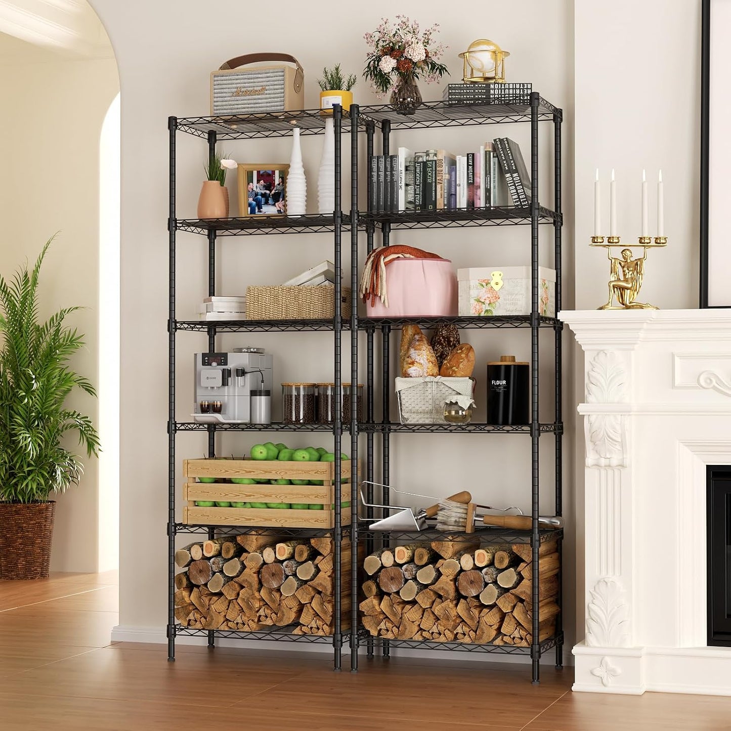 6 Tier Adjustable Storage Shelf Wire Shelving Unit Metal Shelves Standing Closet Bathroom Organizers