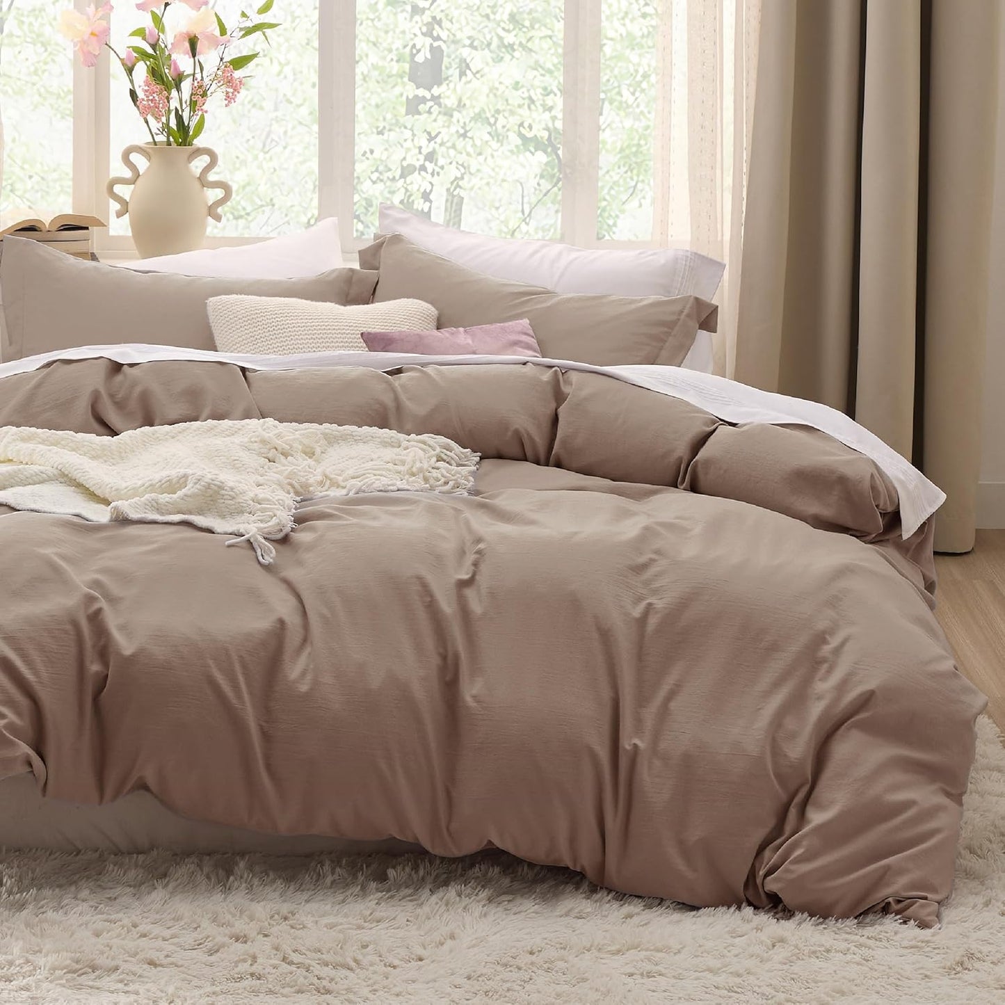 White Duvet Cover Queen Size - 3 count Prewashed Extra Soft Bedding Set