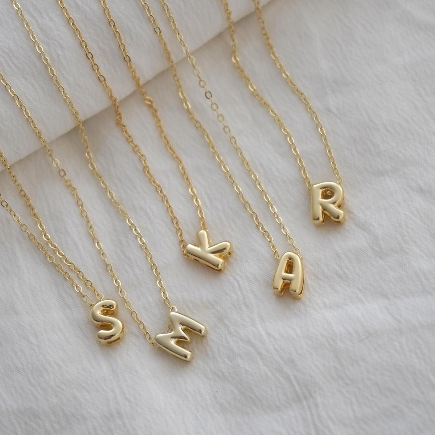 Personalized Initial Necklace for Women - Bubble Letter Charm in Gold/Silver, Dainty Cute Non-Tarnish Jewelry, Teen Gift