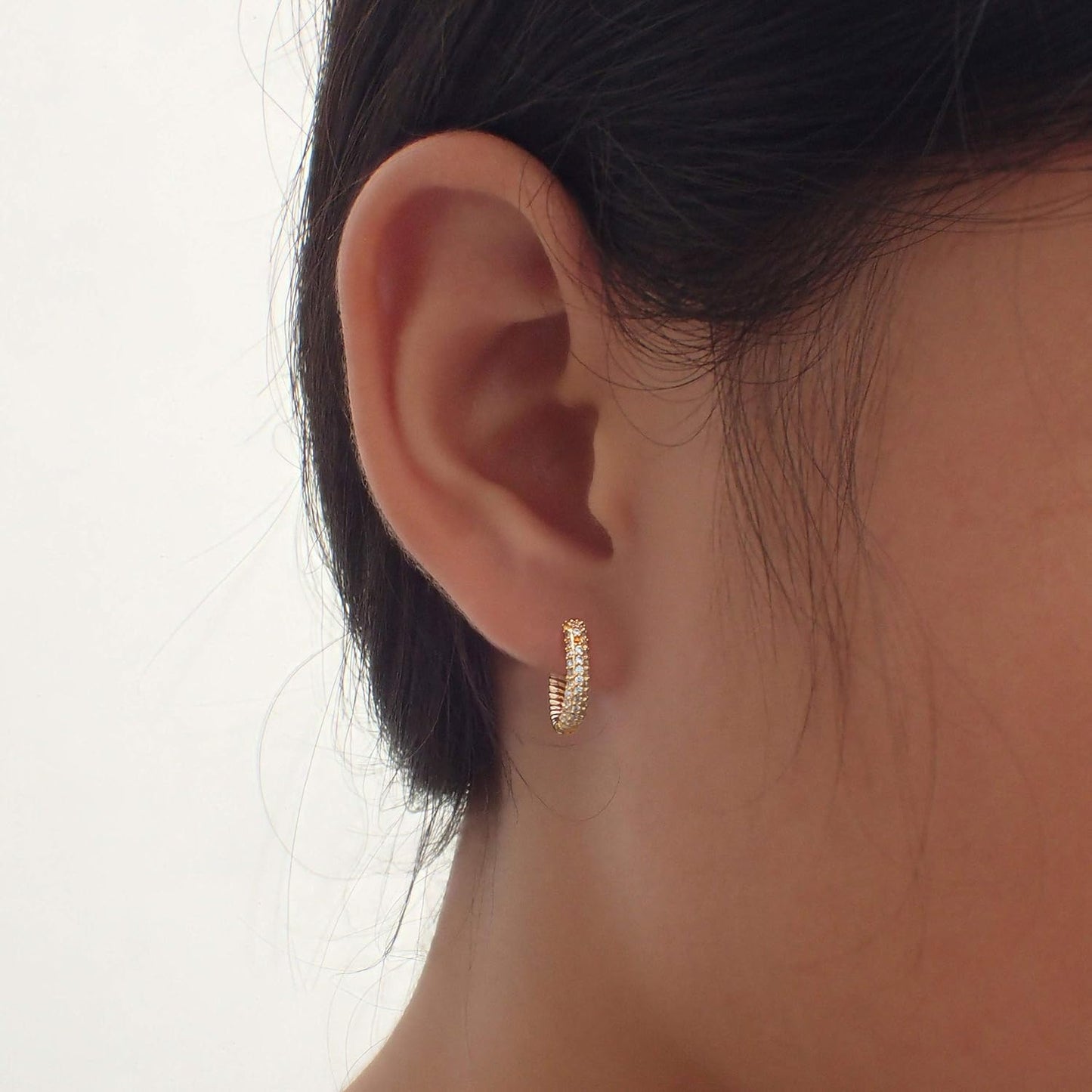 Cubic Zirconia Huggie Earrings 14k Gold Plated Tiny Earrings Small Huggie Hoop Earrings Simple Lightweight Hoops Gift for Women