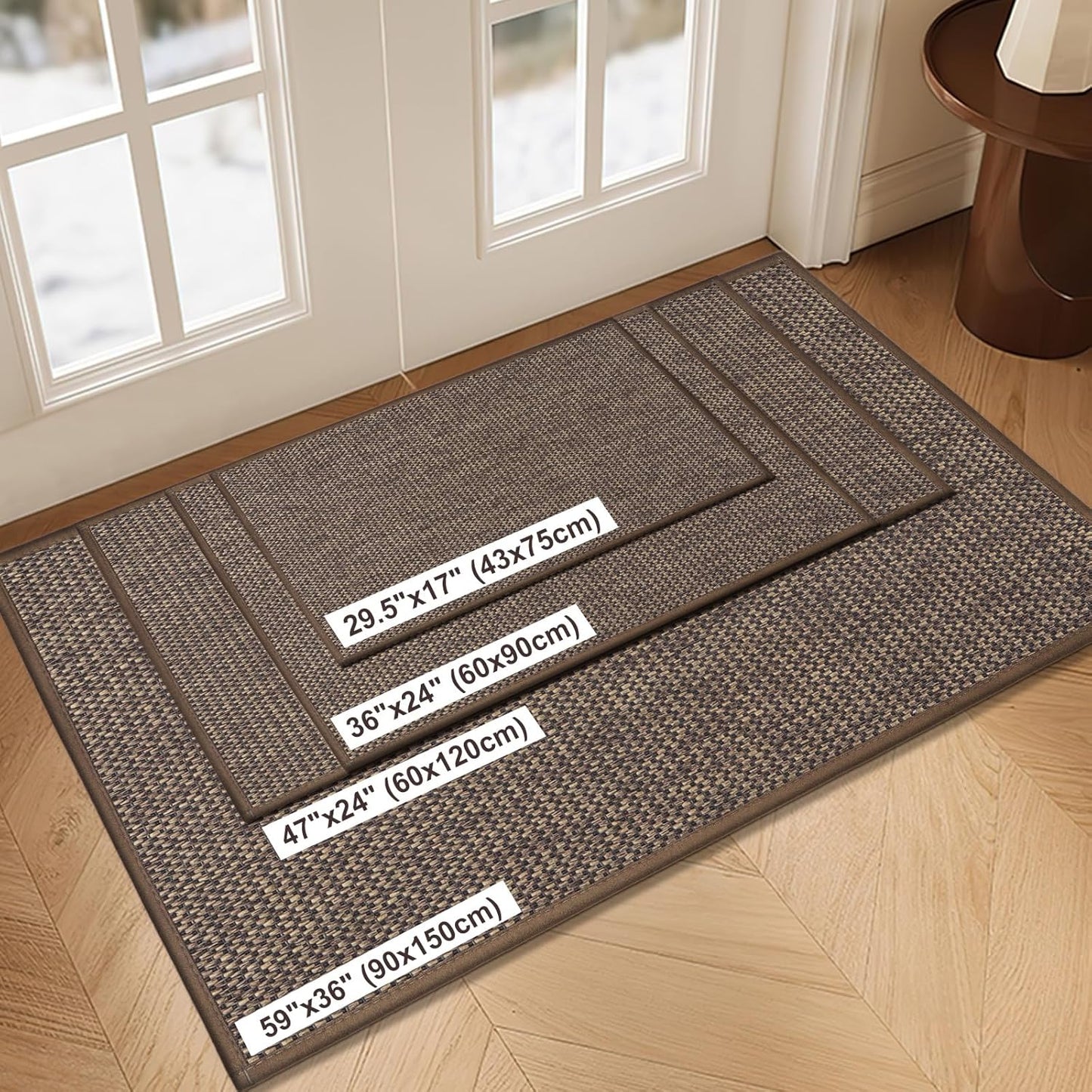 Door Mat 17"x29", Non Slip Door Mat Indoor Entrance, Rubber Backing Indoor Door mat Washable Absorbent Low-Profile Doormat Front Entryway Entry Resist Dirt Inside Door Mats, Brown