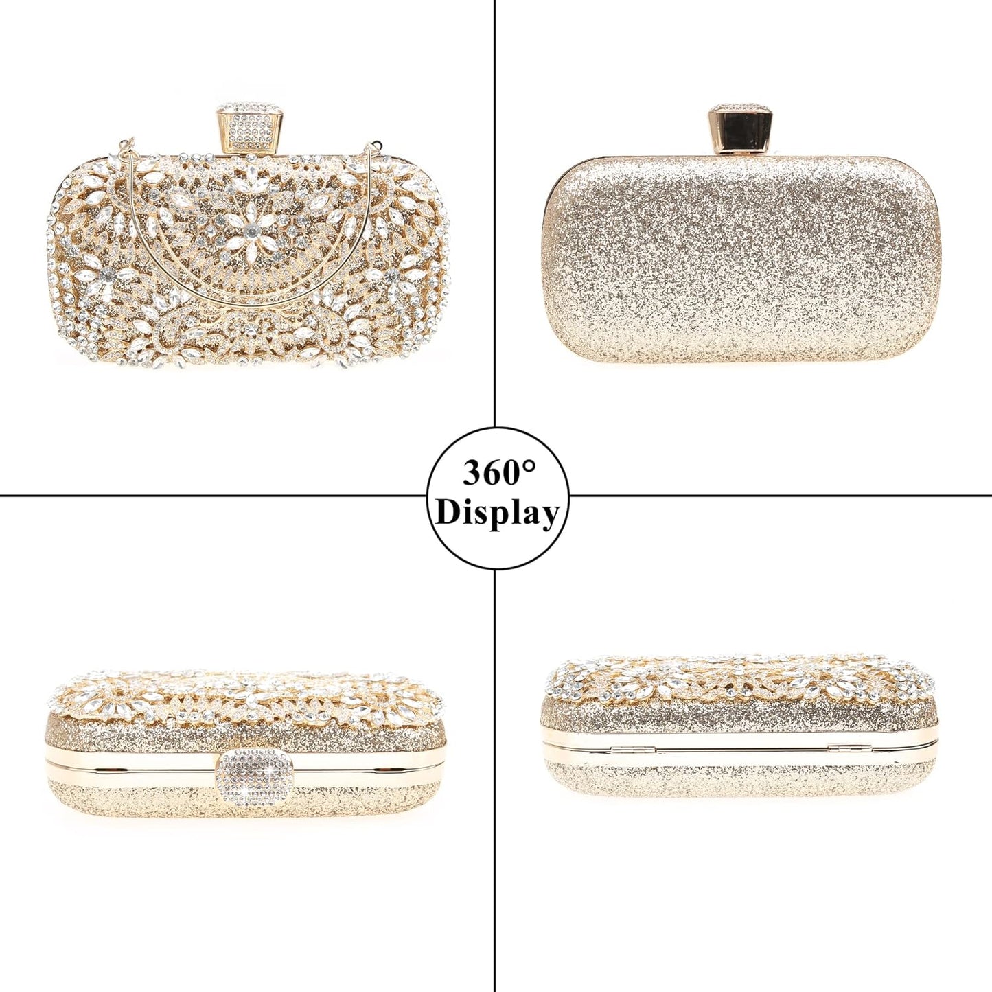 Sparkly Rhinestone Crystal Clutch Bag Glitter Sequin Bridal Purse Evening Handbag for Wedding Party Prom