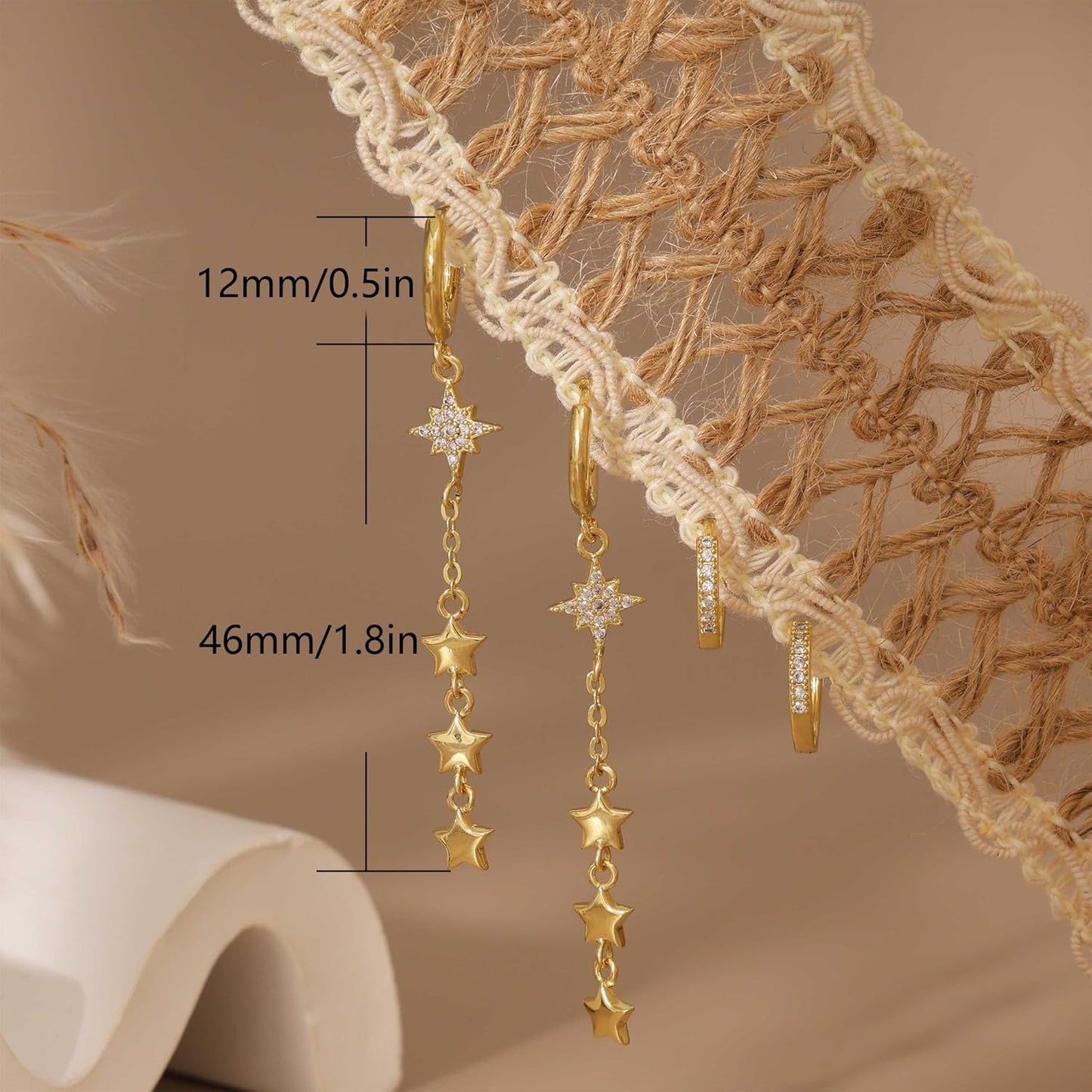 14K Gold Plated Butterfly Dangle Earrings for Women - Dainty, Trendy, CZ Drop Earrings - Simple Long Dangling Jewelry