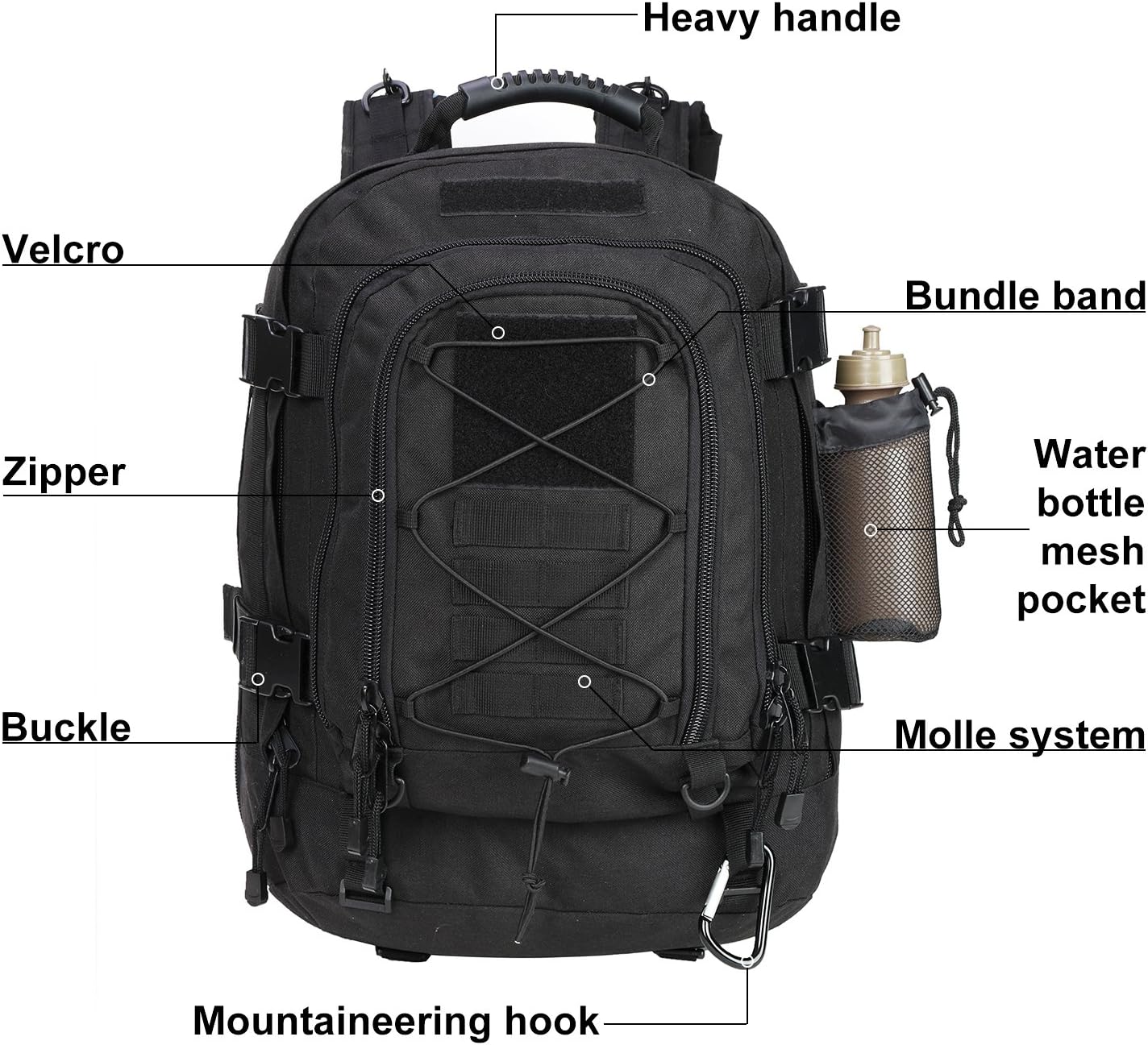 Large Tactical Backpack for Men Military Backpack with DIY System