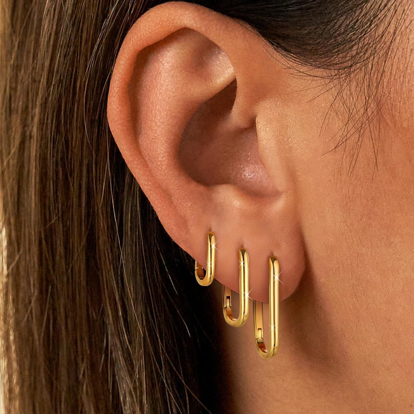 3Pairs 925 Sterling Silver, 14K Gold Plated Small Huggie Hoop Earrings Sets for Multiple Piercing CZ Cartilage Earrings Stacks