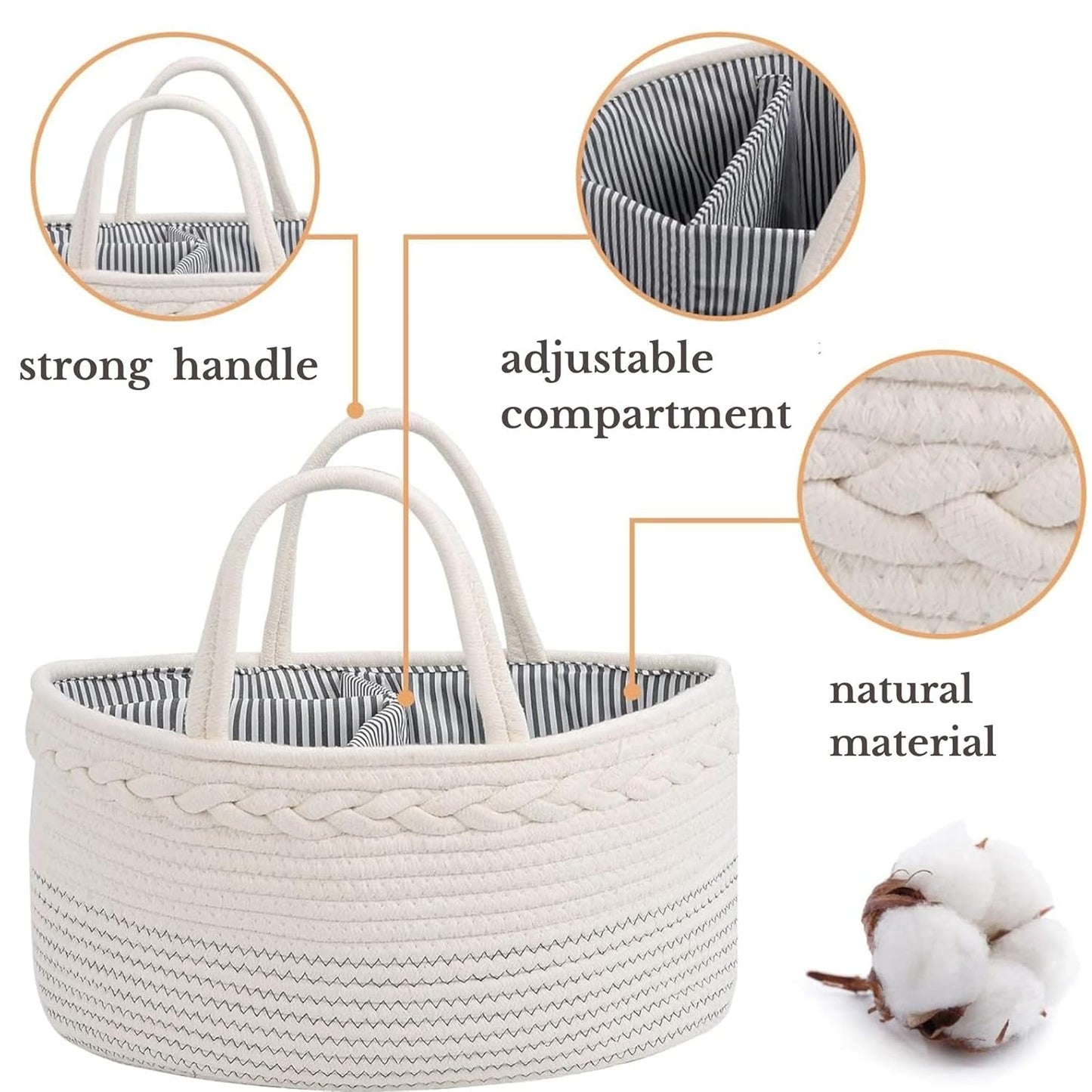 BB room storage basket, changing table storage basket, portable storage basket with removable dividers