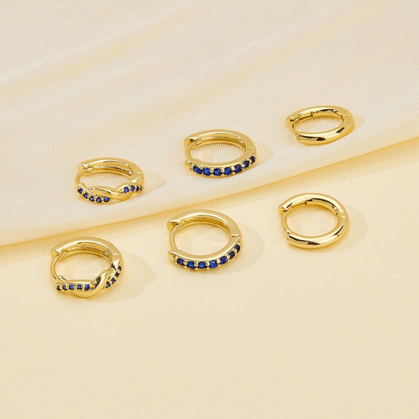 Inerney Gold Huggie Hoop Earrings Set for Women, Dainty Small Sterling Silver Earring Stacks Hypoallergenic Jewelry for Multiple Piercings